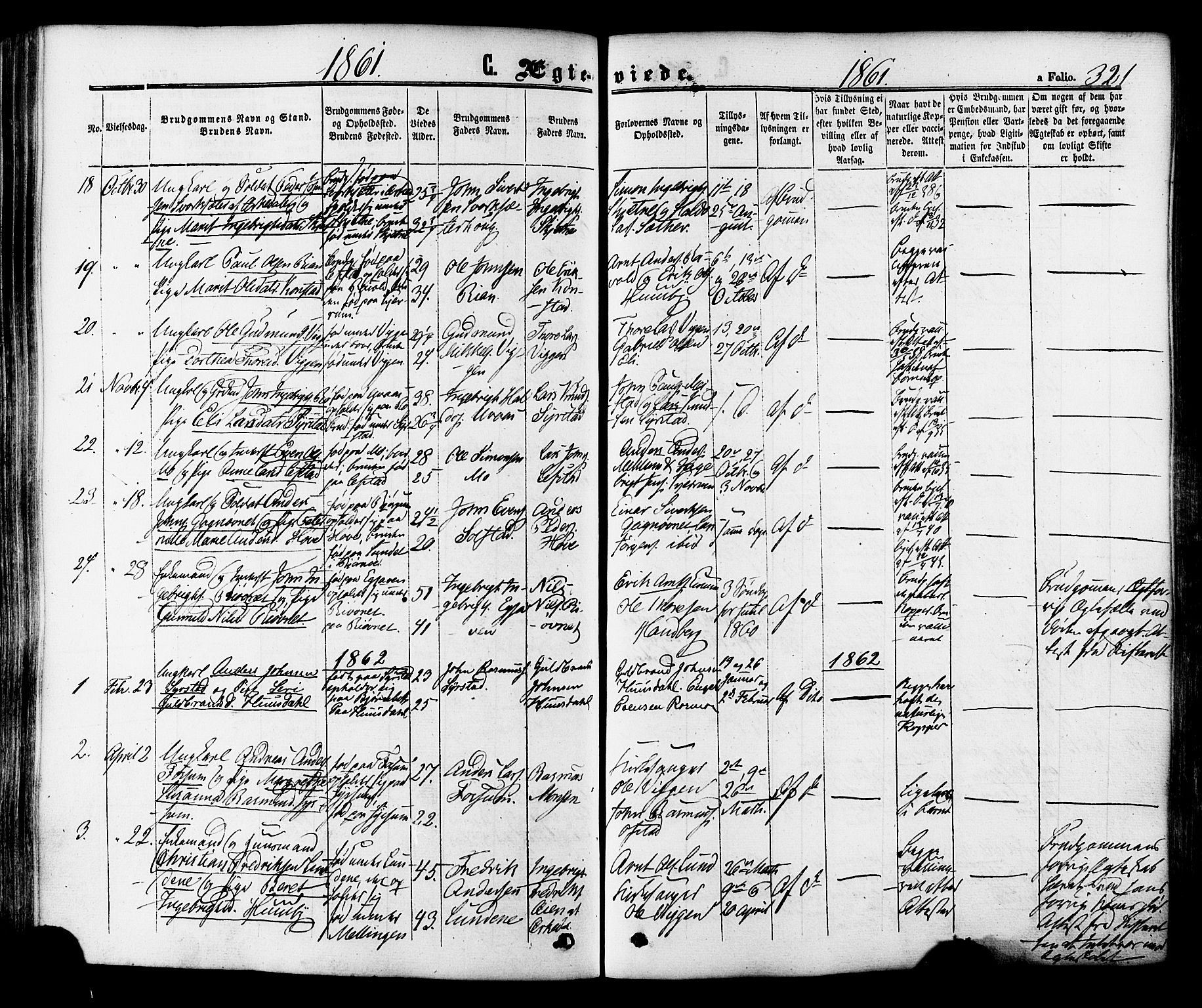 Ministerialprotokoller, klokkerbøker og fødselsregistre - Sør-Trøndelag, SAT/A-1456/665/L0772: Parish register (official) no. 665A07, 1856-1878, p. 321