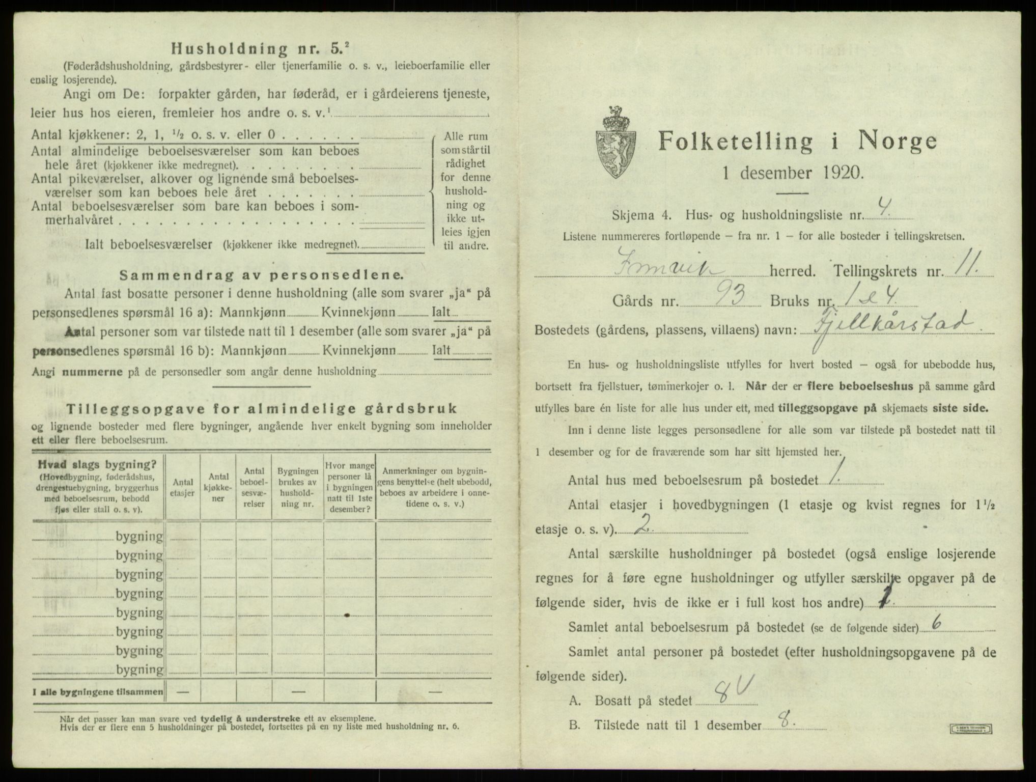 SAB, 1920 census for Innvik, 1920, p. 647