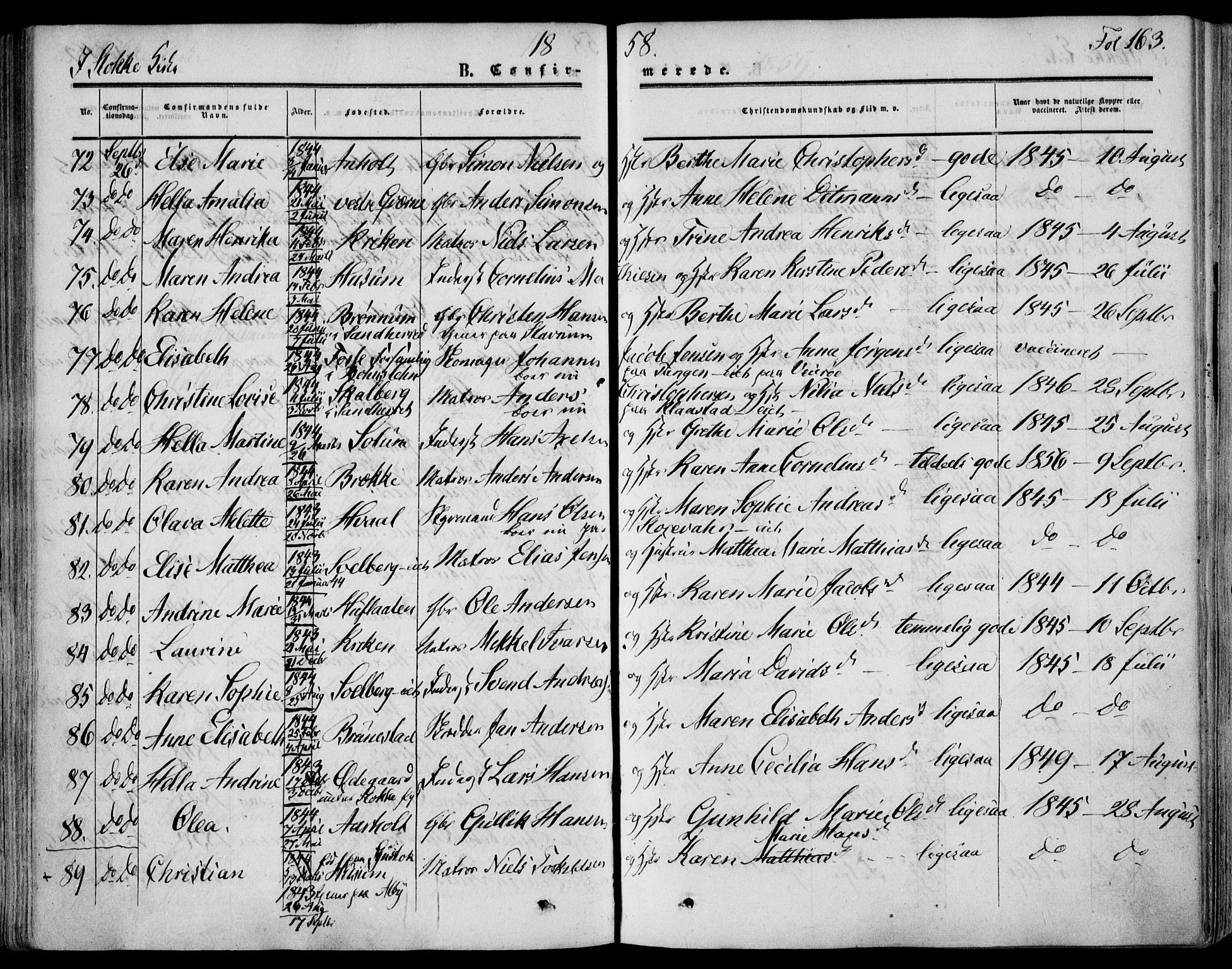 Stokke kirkebøker, AV/SAKO-A-320/F/Fa/L0008: Parish register (official) no. I 8, 1858-1871, p. 163