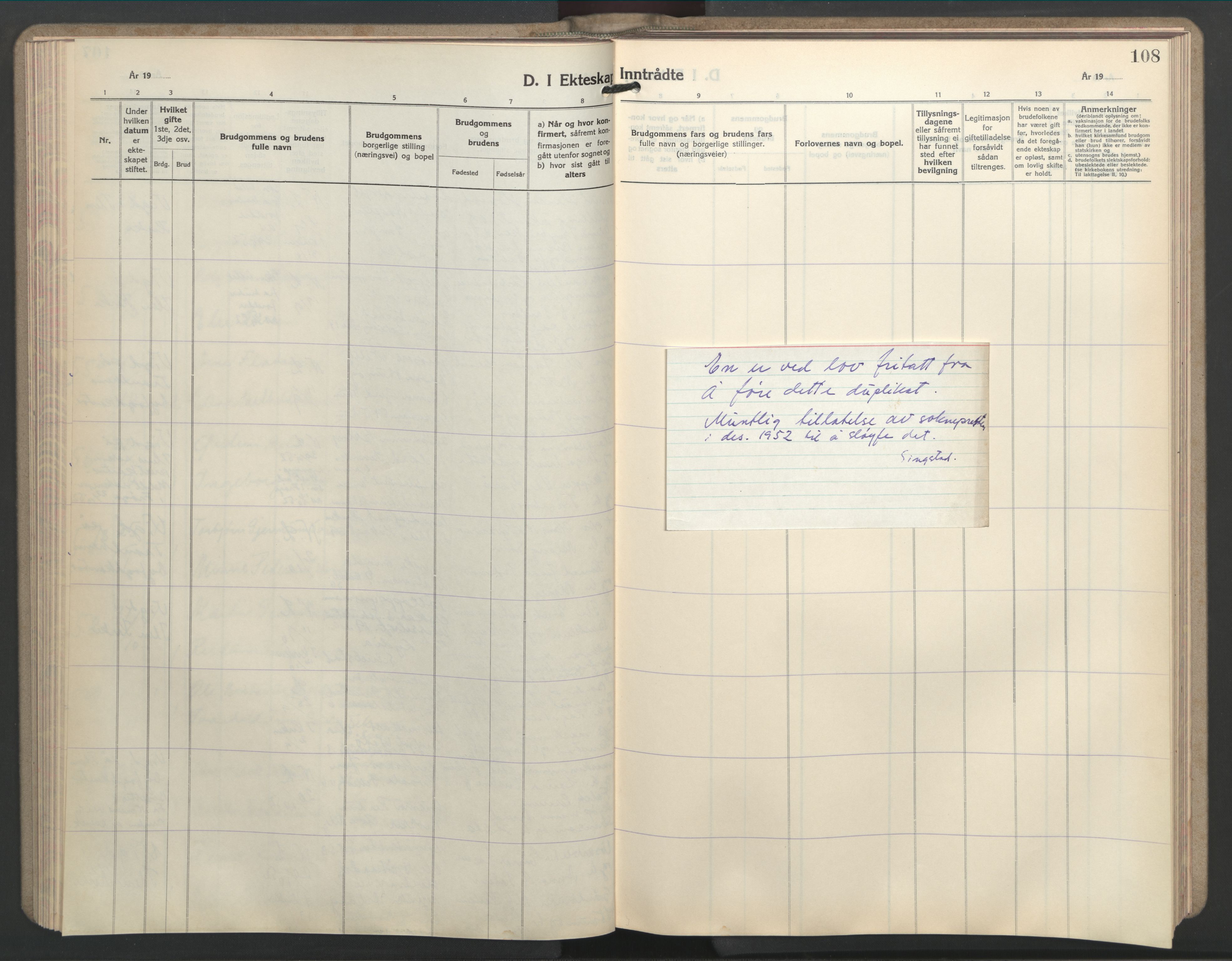 Ministerialprotokoller, klokkerbøker og fødselsregistre - Sør-Trøndelag, SAT/A-1456/603/L0177: Parish register (copy) no. 603C05, 1941-1952, p. 108