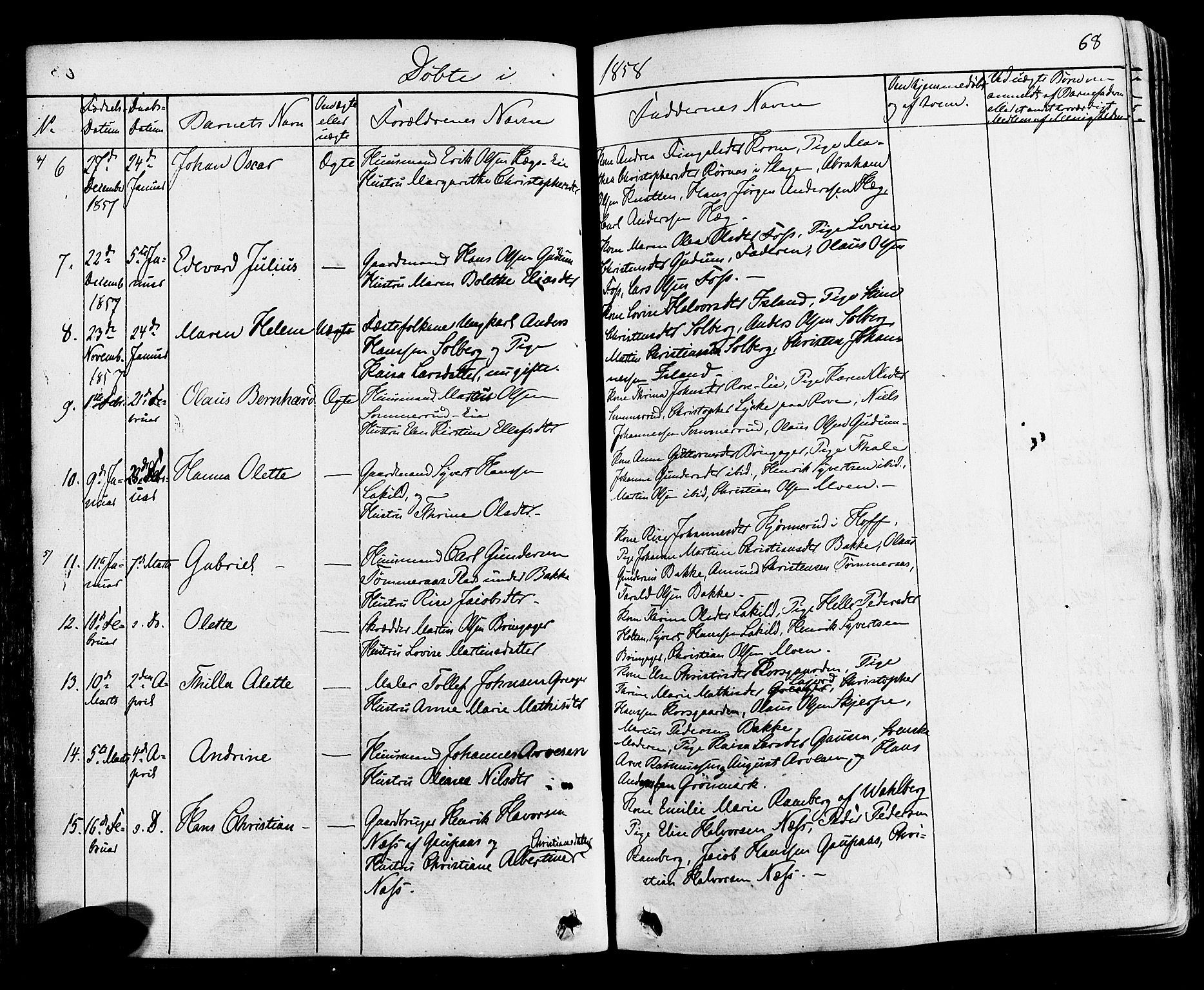 Botne kirkebøker, AV/SAKO-A-340/F/Fa/L0006: Parish register (official) no. I 6, 1836-1877, p. 68