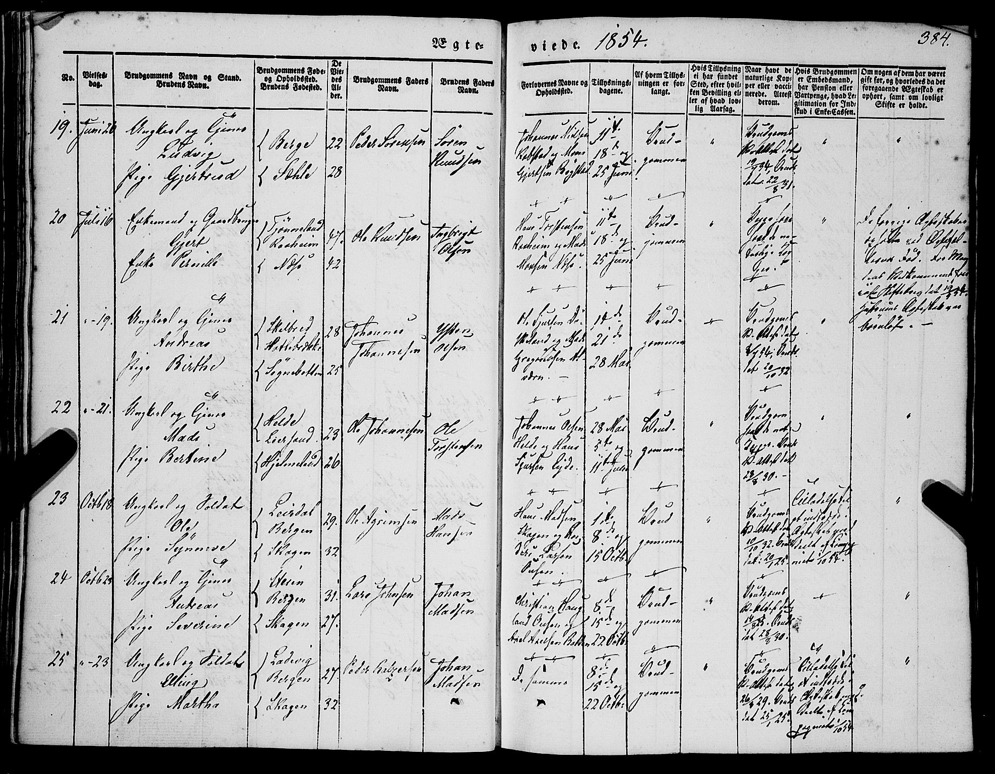 Gaular sokneprestembete, AV/SAB-A-80001/H/Haa: Parish register (official) no. A 4II, 1841-1859, p. 384