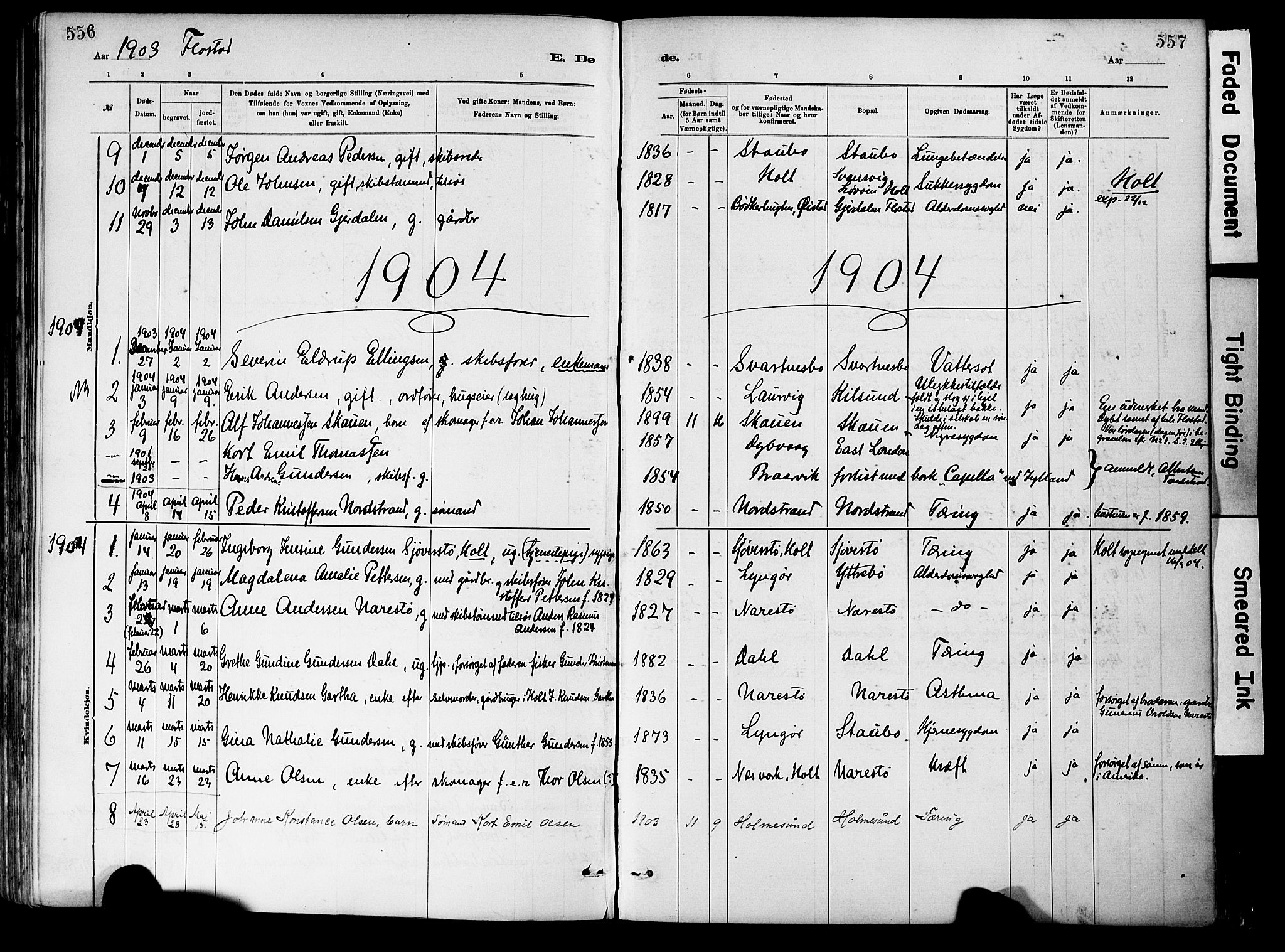 Dypvåg sokneprestkontor, SAK/1111-0007/F/Fa/Fab/L0001: Parish register (official) no. A 1, 1885-1912, p. 556-557