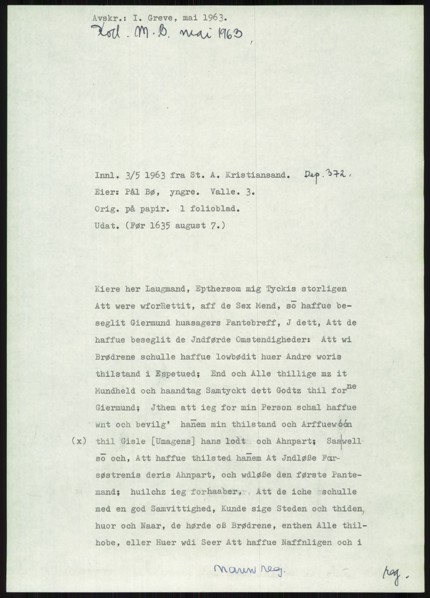 Samlinger til kildeutgivelse, Diplomavskriftsamlingen, AV/RA-EA-4053/H/Ha, p. 1567