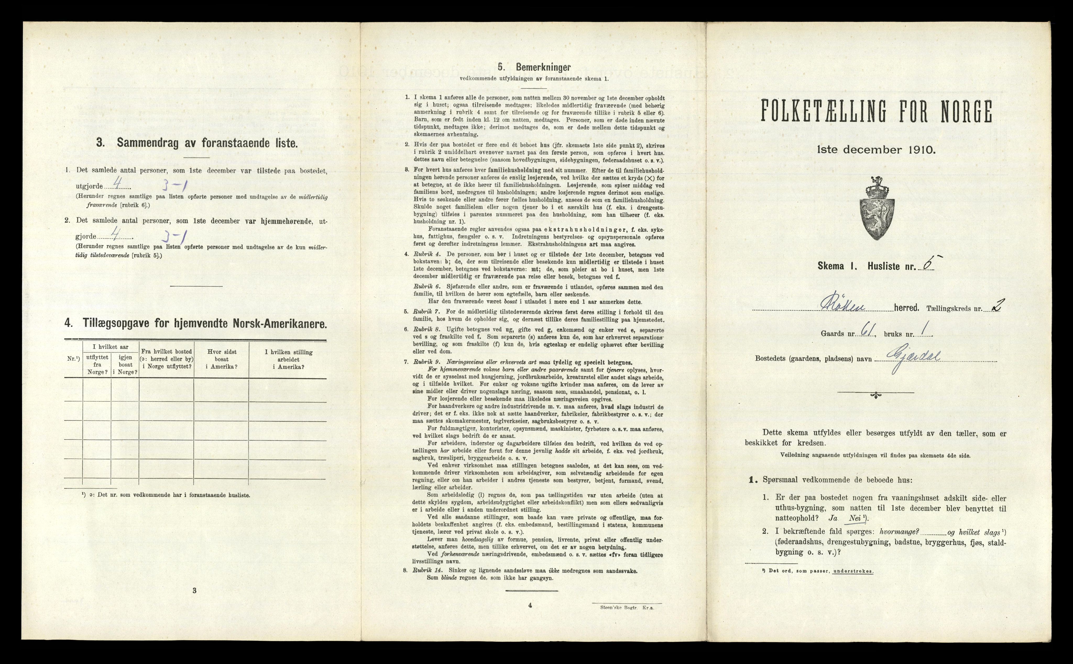 RA, 1910 census for Røyken, 1910, p. 169