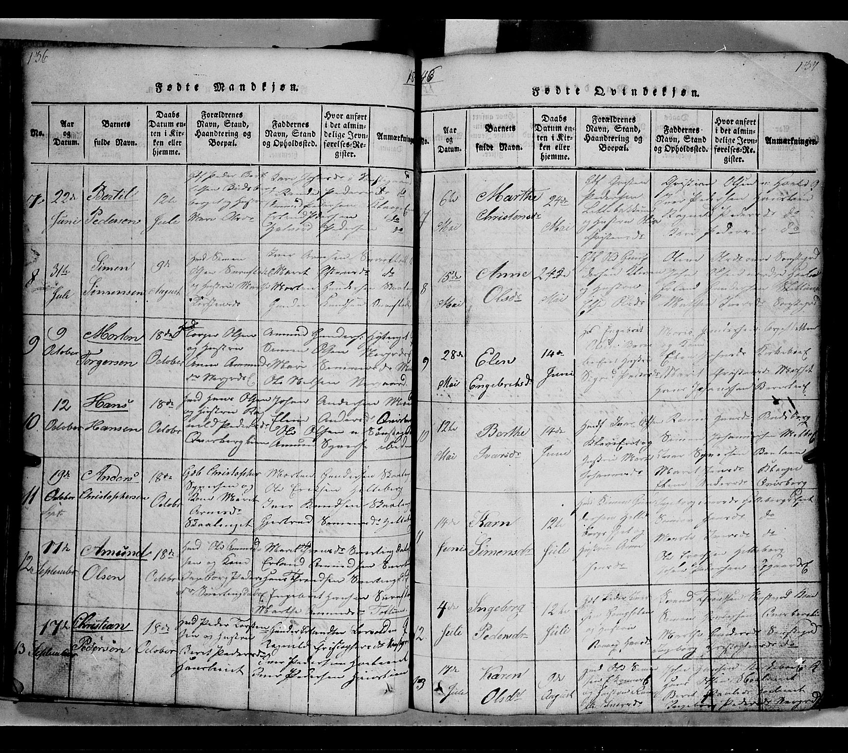 Gausdal prestekontor, SAH/PREST-090/H/Ha/Hab/L0002: Parish register (copy) no. 2, 1818-1874, p. 136-137