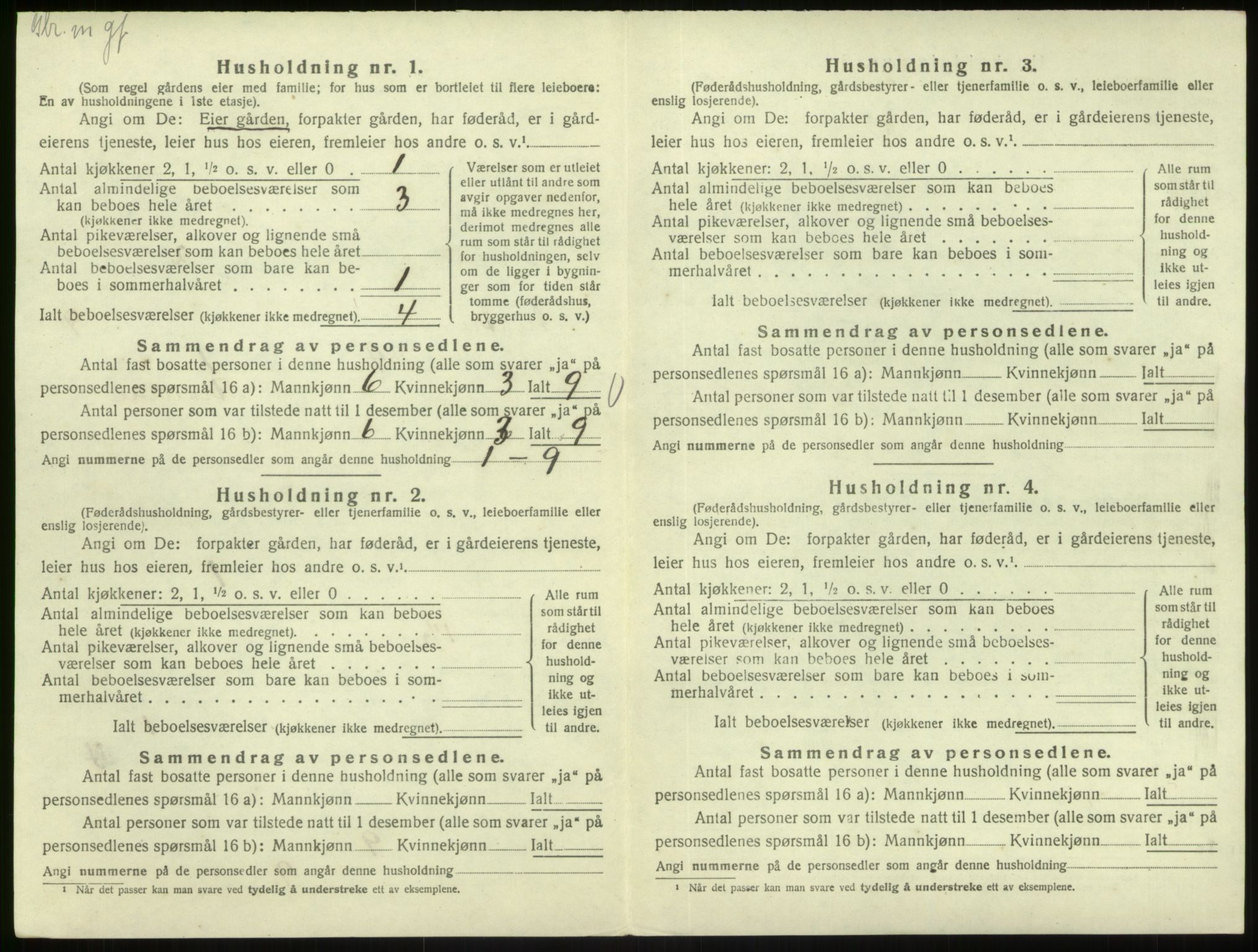 SAB, 1920 census for Austrheim, 1920, p. 424