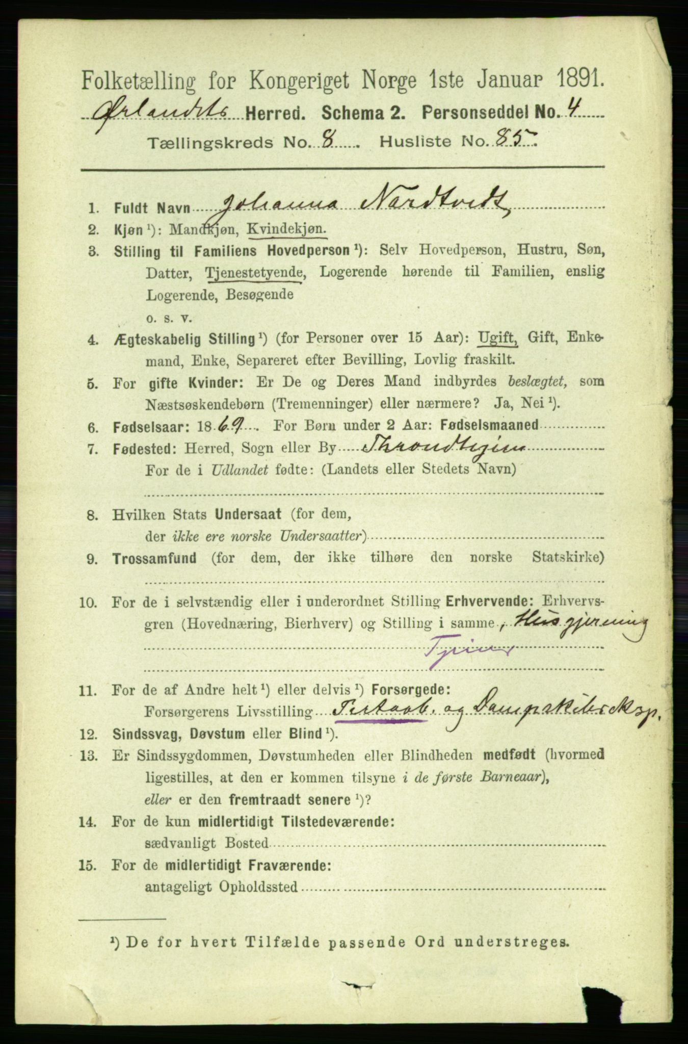 RA, 1891 census for 1621 Ørland, 1891, p. 3744