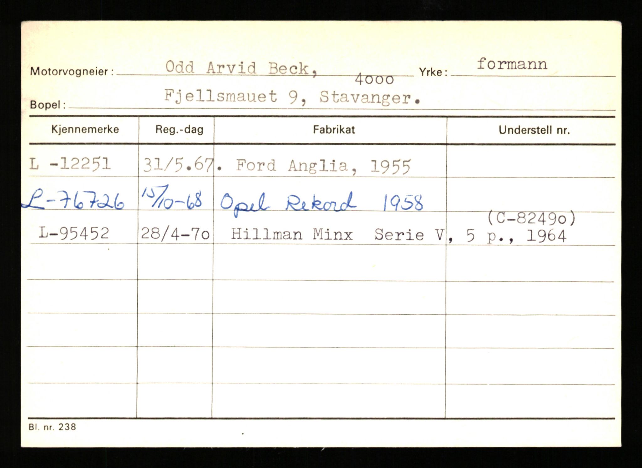 Stavanger trafikkstasjon, SAST/A-101942/0/H/L0002: Askildsen - Berge, 1930-1971, p. 1809