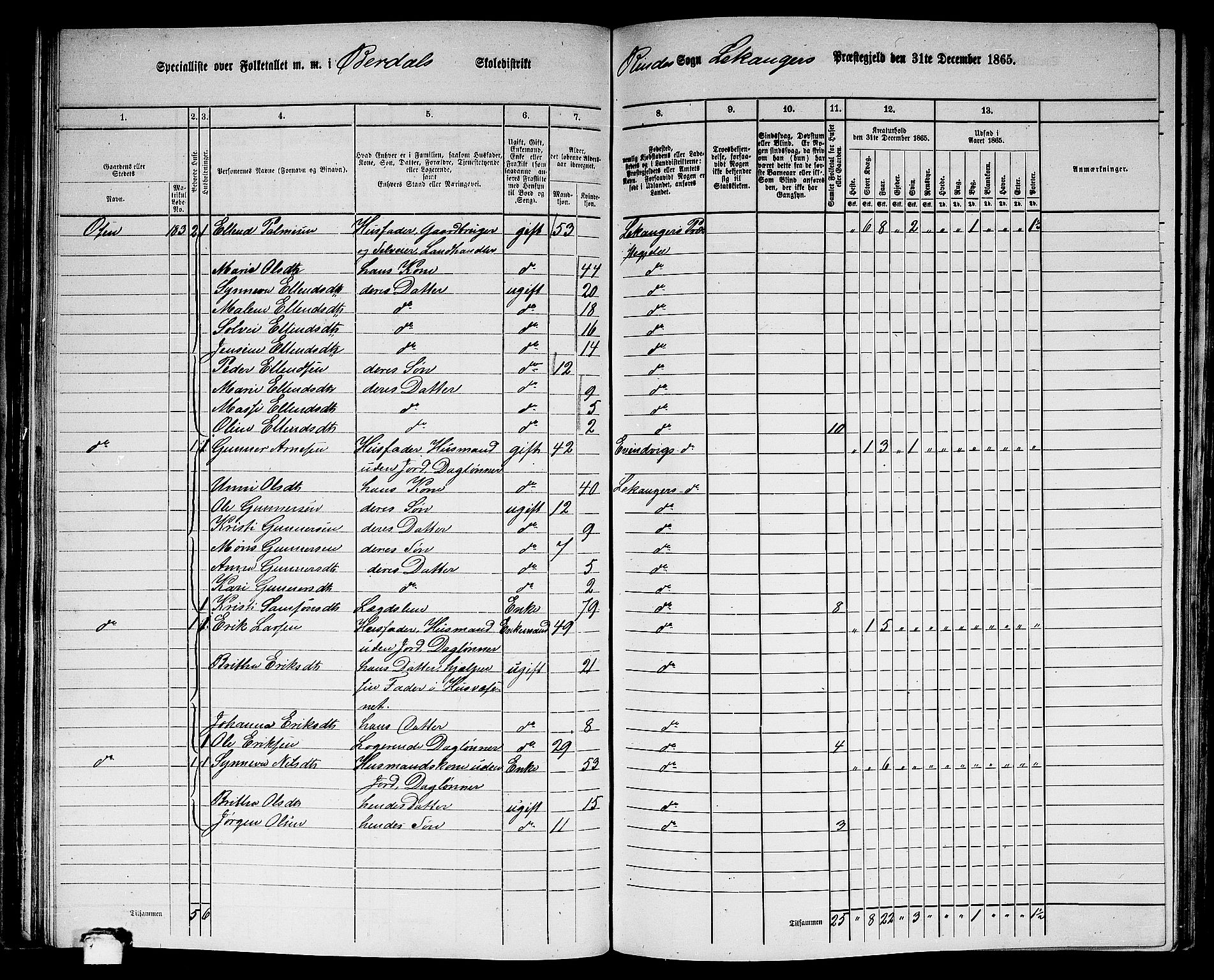 RA, 1865 census for Leikanger, 1865, p. 73