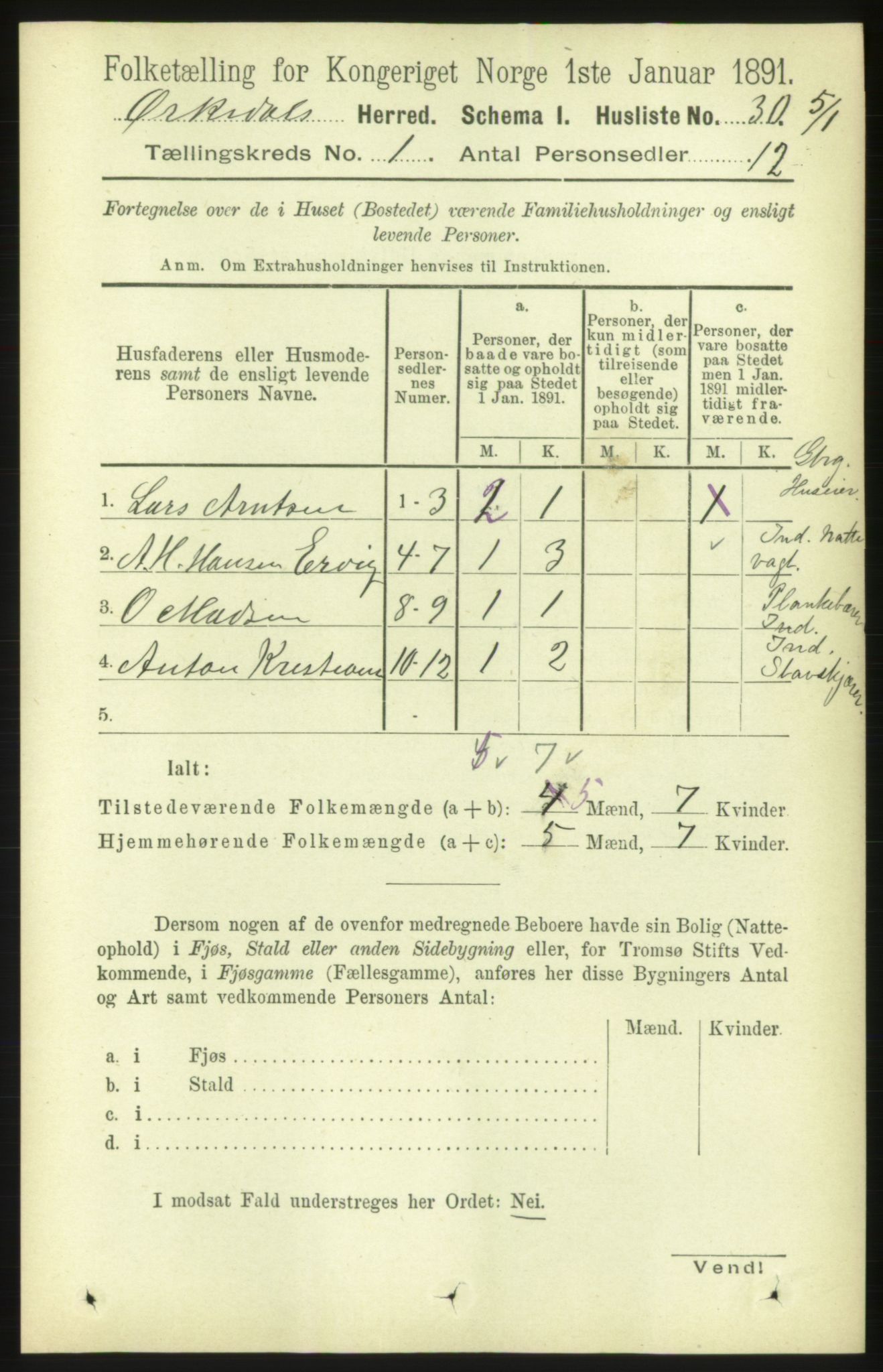 RA, 1891 census for 1638 Orkdal, 1891, p. 75