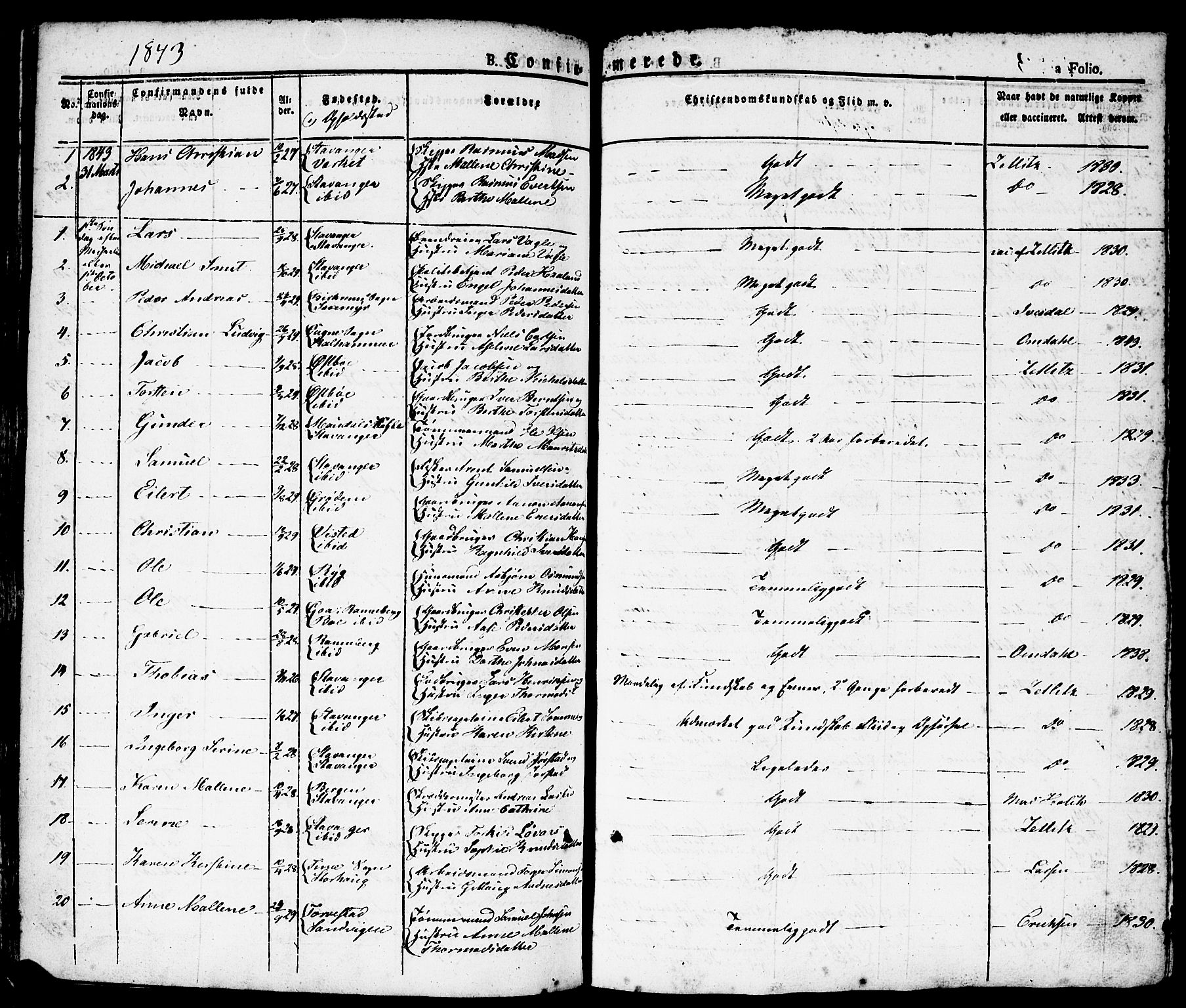 Domkirken sokneprestkontor, AV/SAST-A-101812/001/30/30BA/L0011: Parish register (official) no. A 11, 1832-1856