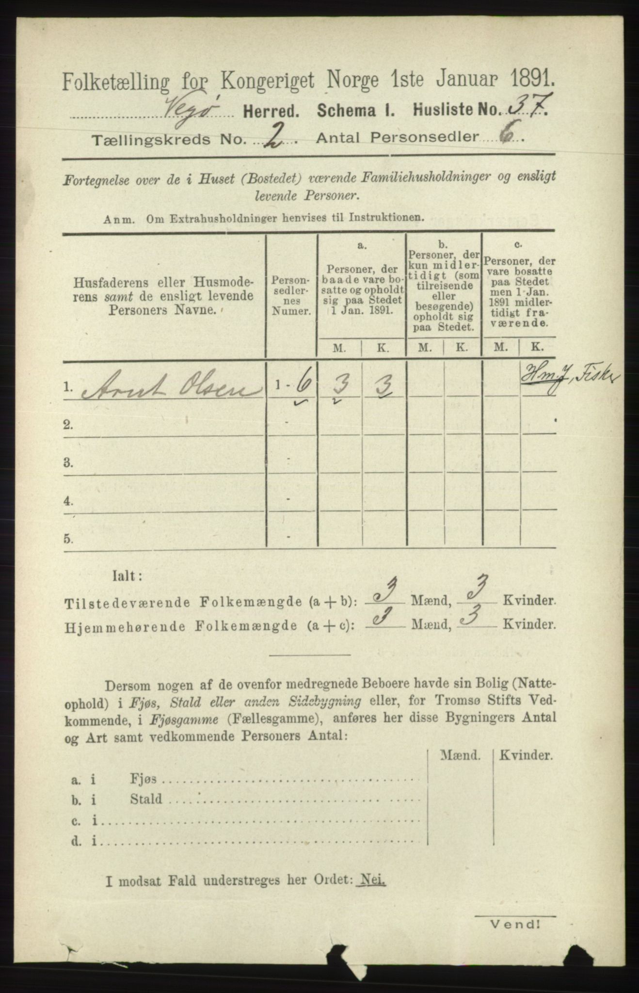 RA, 1891 census for 1815 Vega, 1891, p. 596