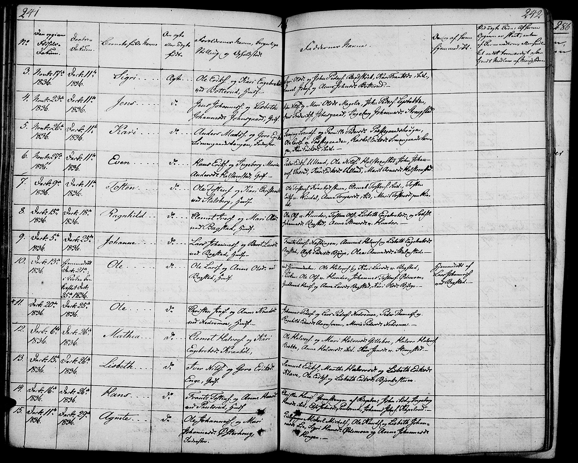 Øyer prestekontor, SAH/PREST-084/H/Ha/Haa/L0004: Parish register (official) no. 4, 1824-1841, p. 241-242