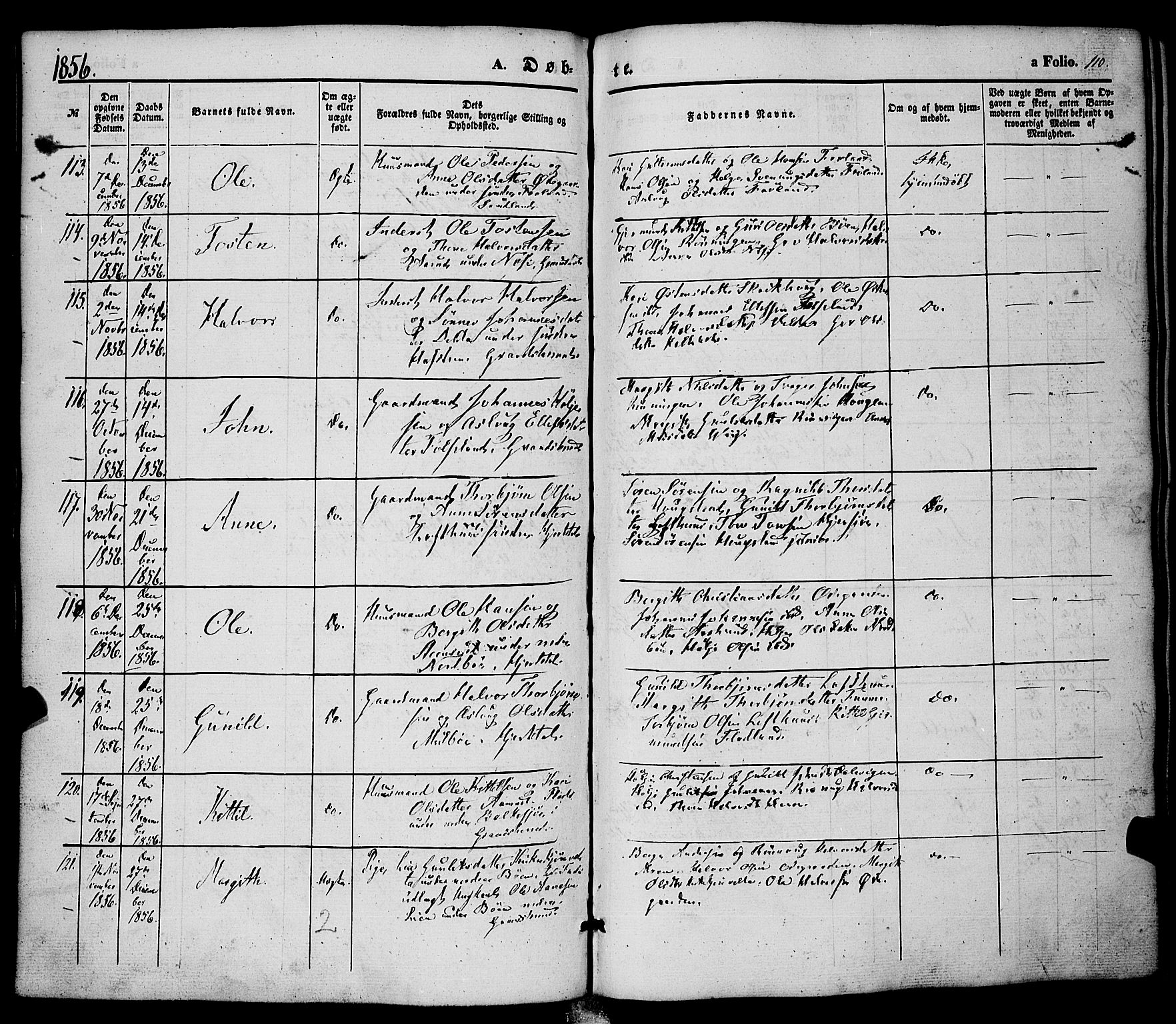 Hjartdal kirkebøker, SAKO/A-270/F/Fa/L0008: Parish register (official) no. I 8, 1844-1859, p. 110