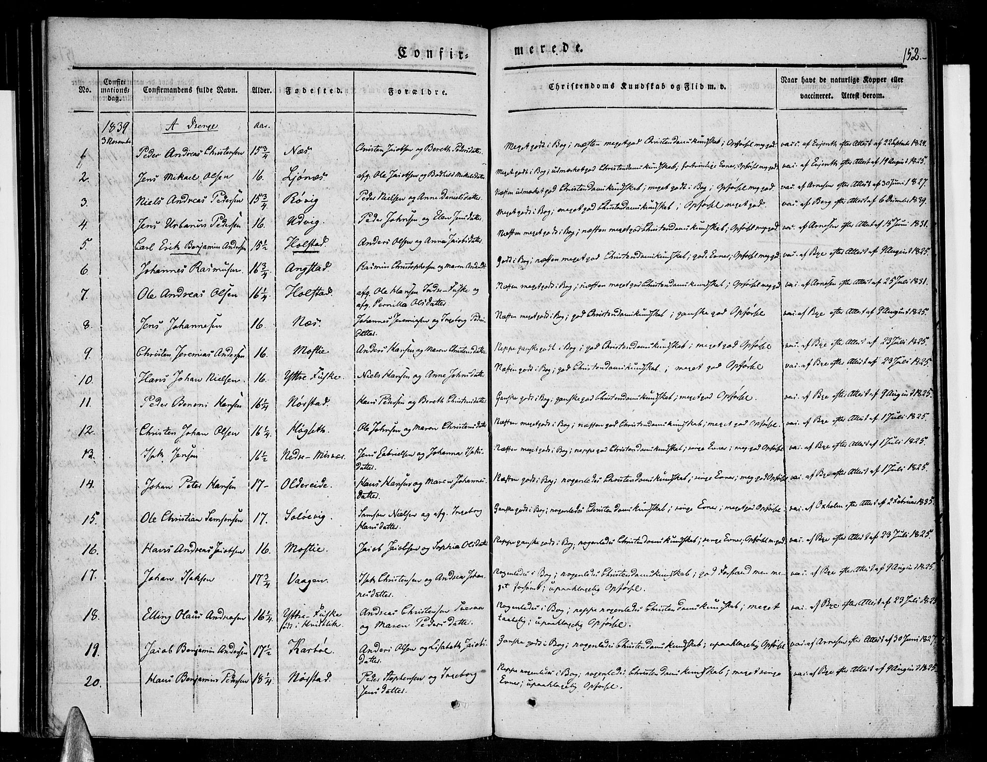 Ministerialprotokoller, klokkerbøker og fødselsregistre - Nordland, AV/SAT-A-1459/852/L0737: Parish register (official) no. 852A07, 1833-1849, p. 152