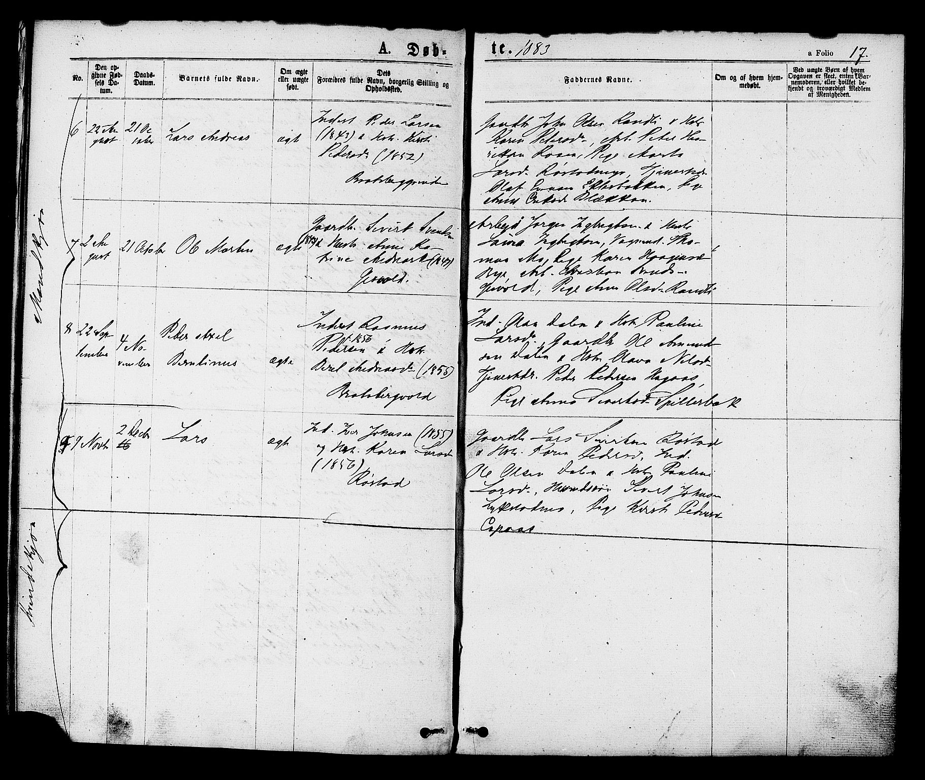 Ministerialprotokoller, klokkerbøker og fødselsregistre - Sør-Trøndelag, SAT/A-1456/608/L0334: Parish register (official) no. 608A03, 1877-1886, p. 17