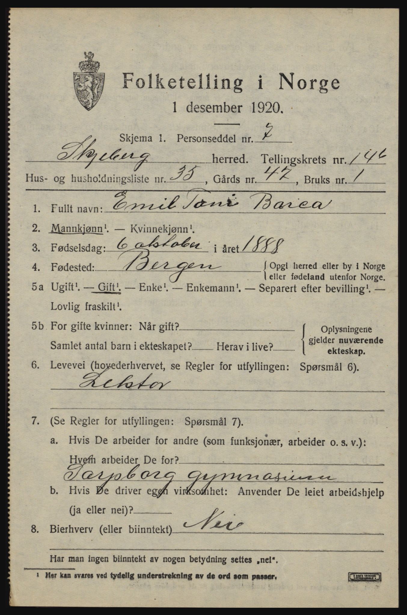 SAO, 1920 census for Skjeberg, 1920, p. 14759