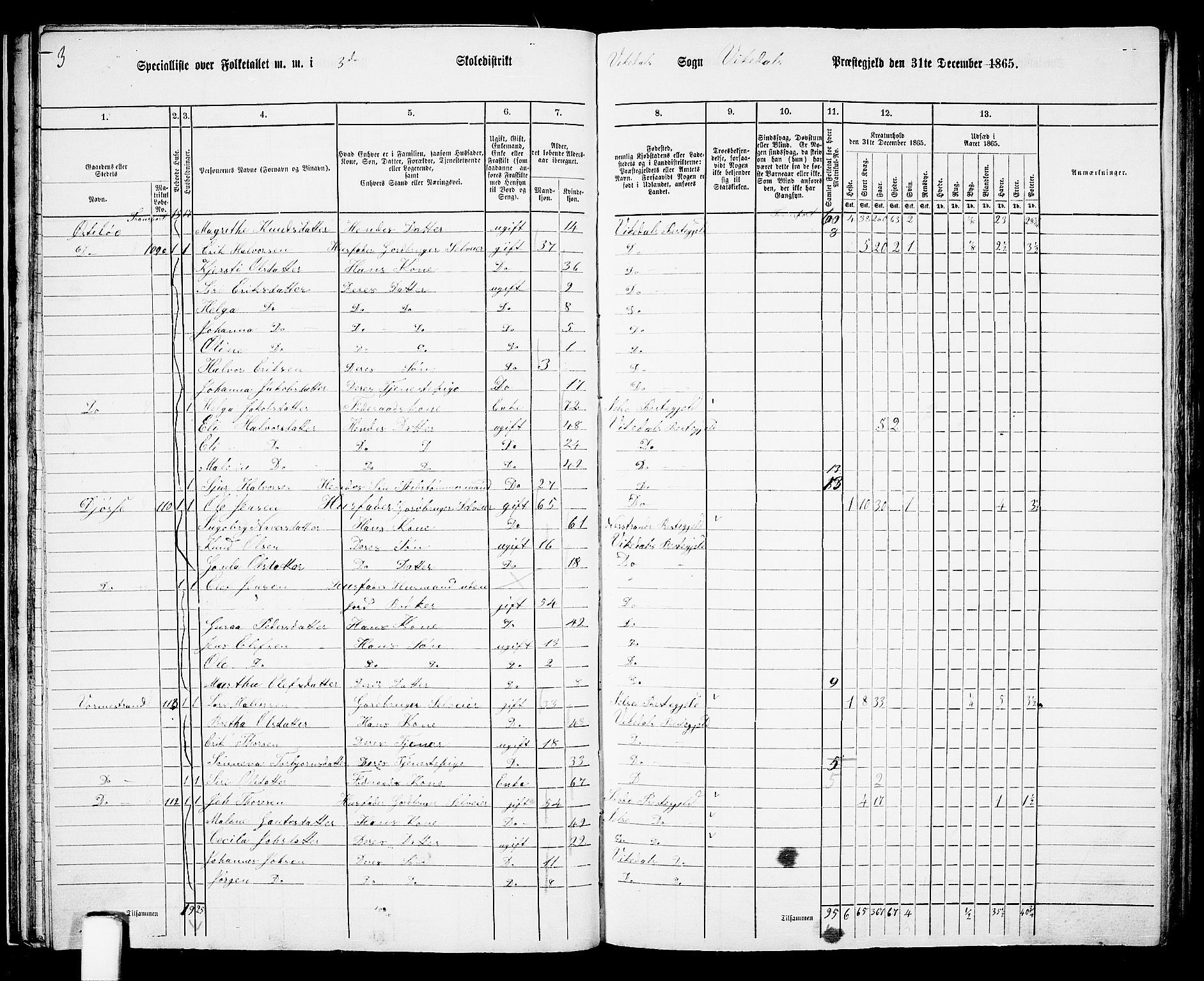 RA, 1865 census for Vikedal, 1865, p. 38