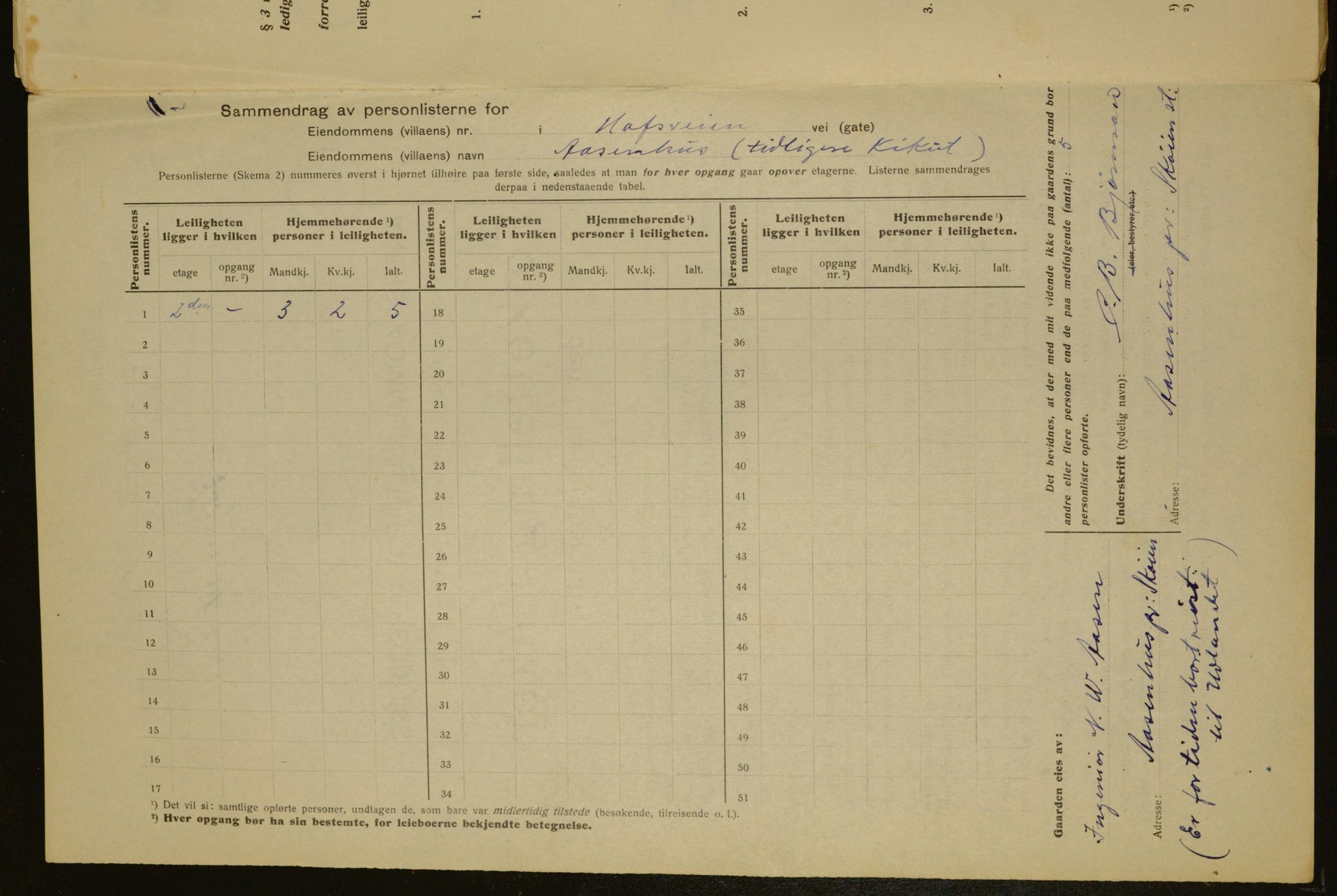 OBA, Municipal Census 1917 for Aker, 1917, p. 4252