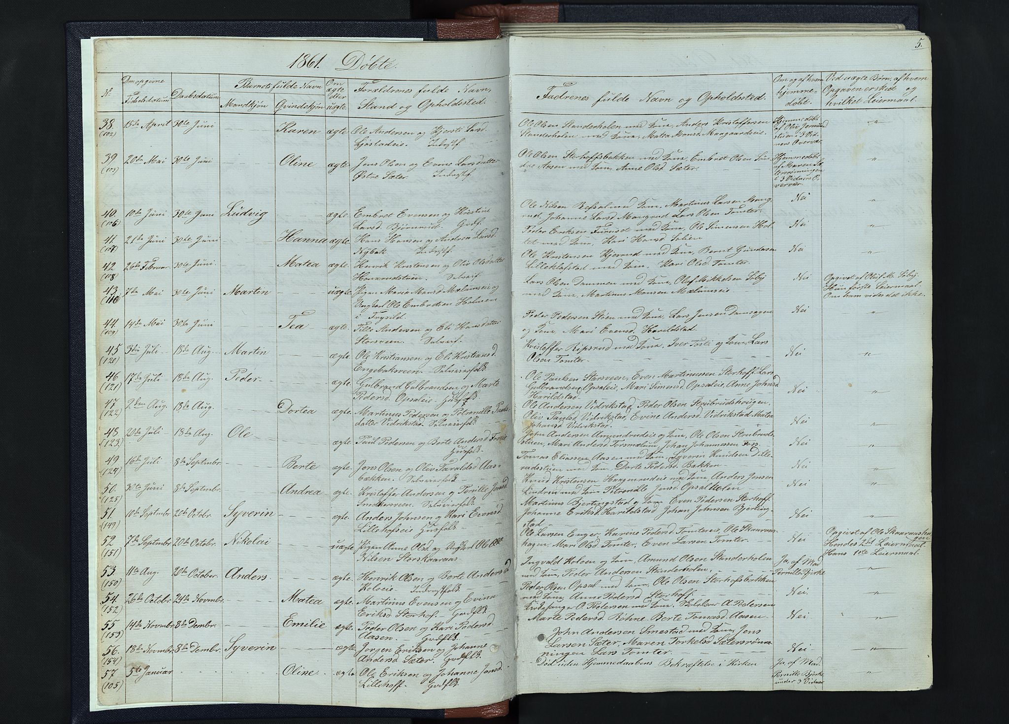 Romedal prestekontor, SAH/PREST-004/L/L0010: Parish register (copy) no. 10, 1860-1895, p. 5
