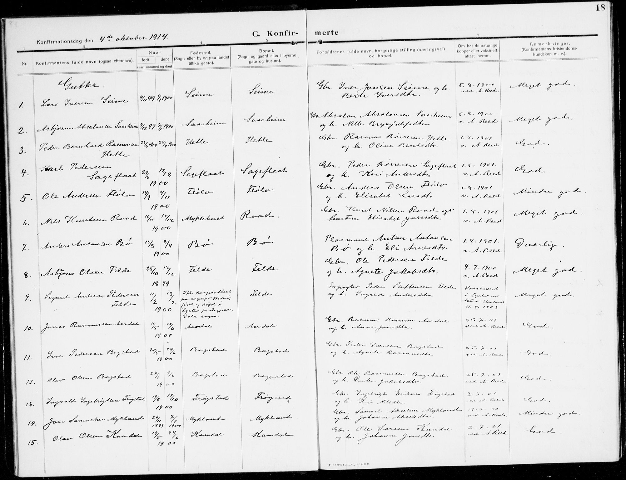 Gloppen sokneprestembete, AV/SAB-A-80101/H/Hac/L0004: Curate's parish register no. A 4, 1909-1923, p. 18