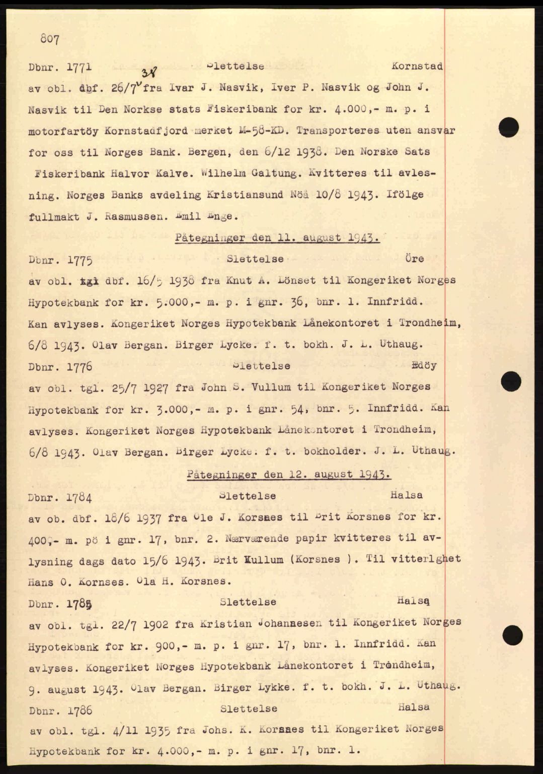 Nordmøre sorenskriveri, AV/SAT-A-4132/1/2/2Ca: Mortgage book no. C81, 1940-1945, Diary no: : 1771/1943