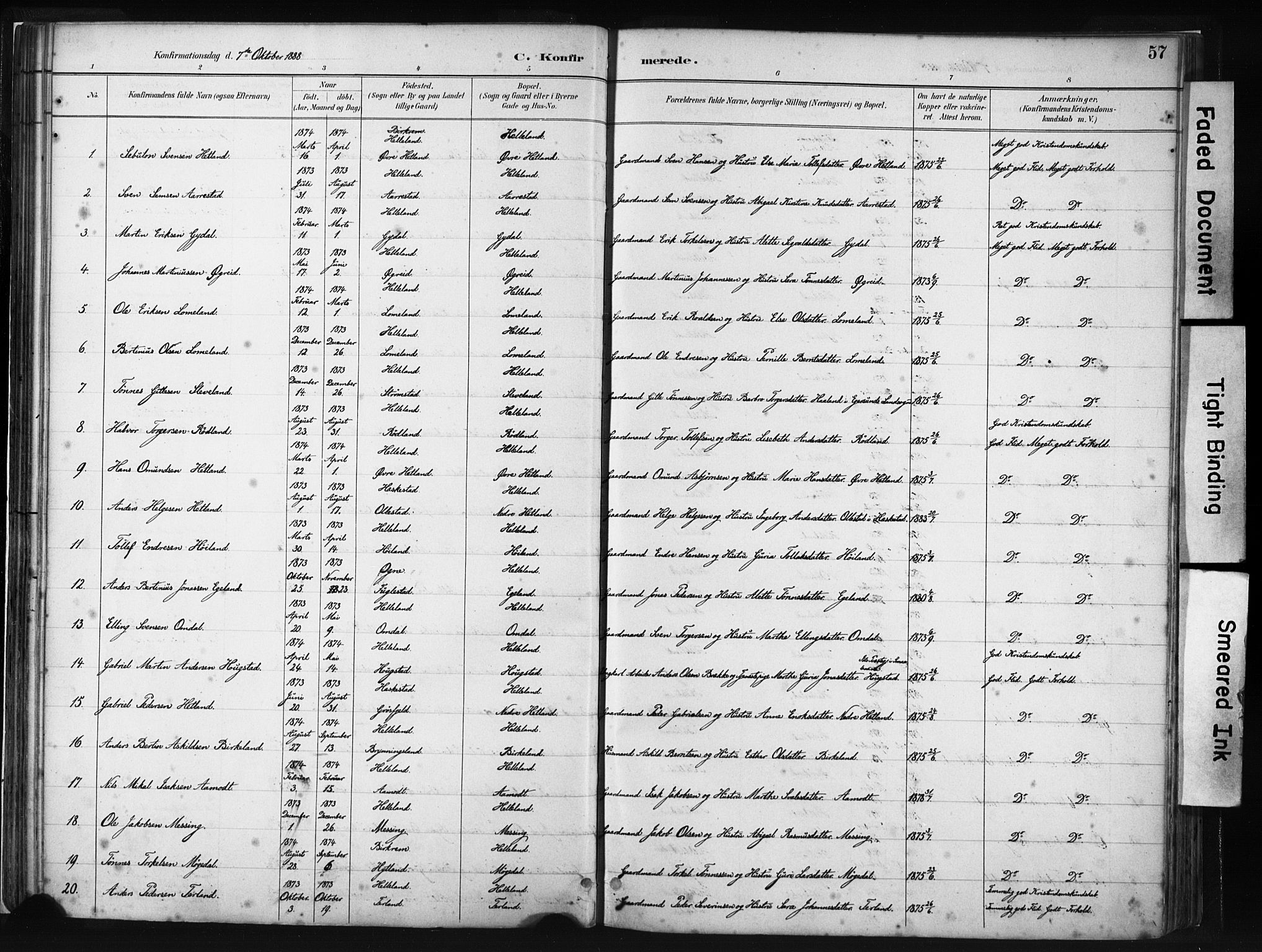 Helleland sokneprestkontor, AV/SAST-A-101810: Parish register (official) no. A 8, 1887-1907, p. 57