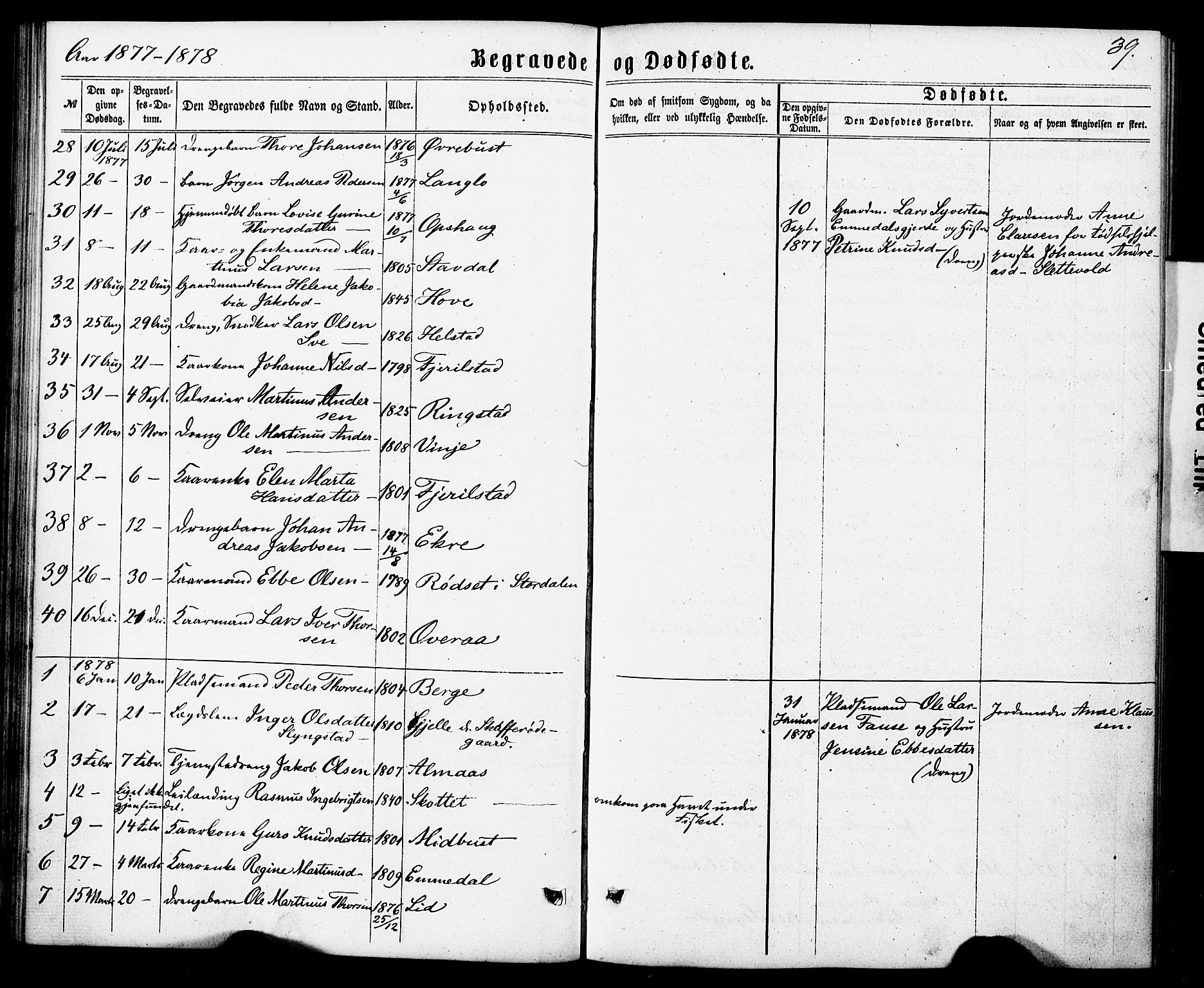 Ministerialprotokoller, klokkerbøker og fødselsregistre - Møre og Romsdal, AV/SAT-A-1454/520/L0282: Parish register (official) no. 520A11, 1862-1881, p. 39