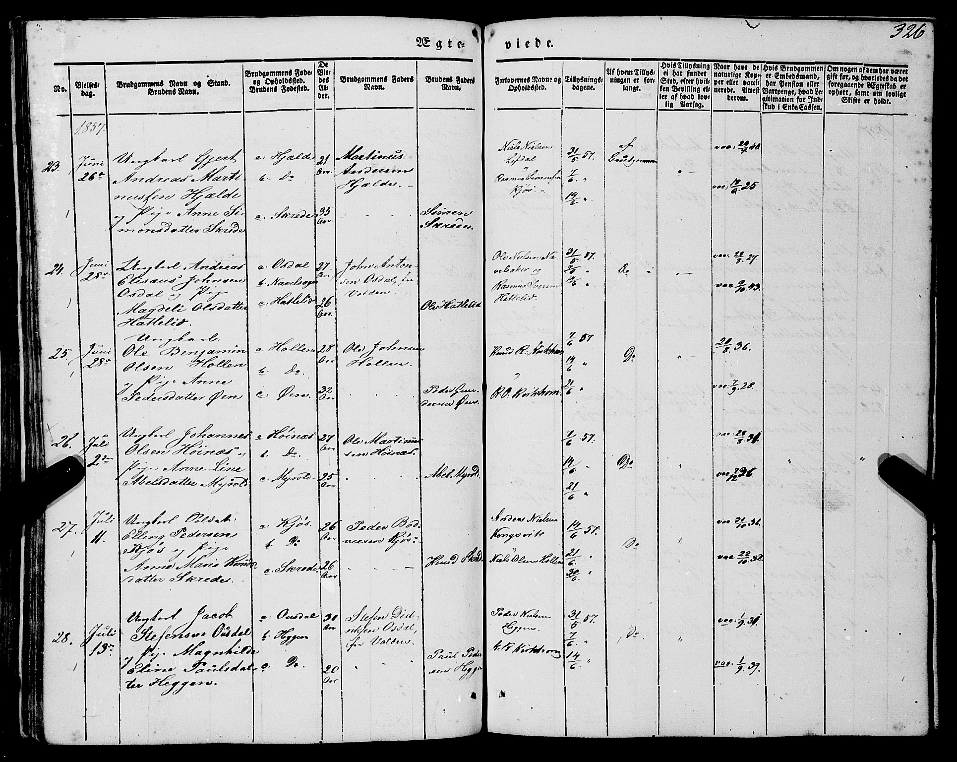 Eid sokneprestembete, SAB/A-82301/H/Haa/Haaa/L0007: Parish register (official) no. A 7, 1844-1858, p. 326