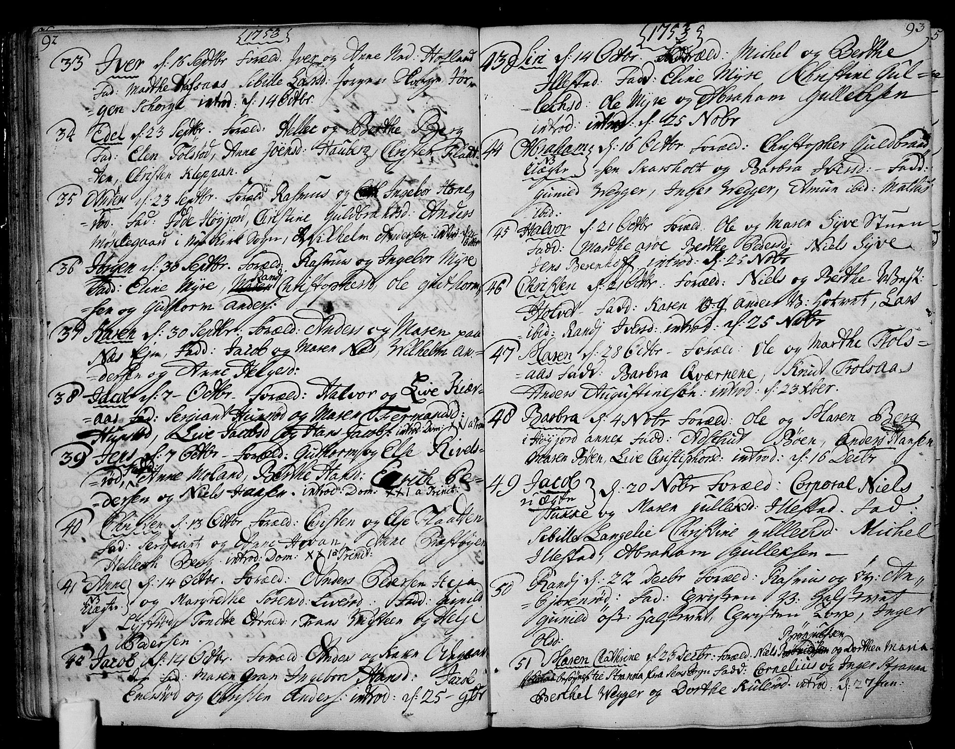 Andebu kirkebøker, AV/SAKO-A-336/F/Fa/L0002: Parish register (official) no. 2, 1733-1802, p. 92-93