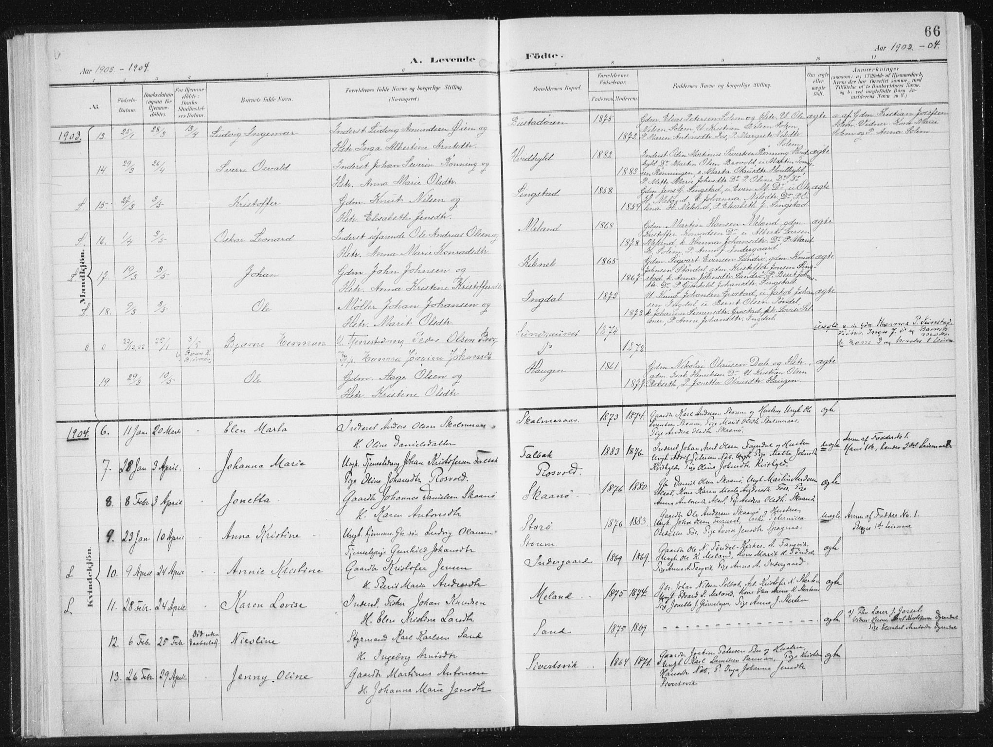 Ministerialprotokoller, klokkerbøker og fødselsregistre - Sør-Trøndelag, AV/SAT-A-1456/647/L0635: Parish register (official) no. 647A02, 1896-1911, p. 66