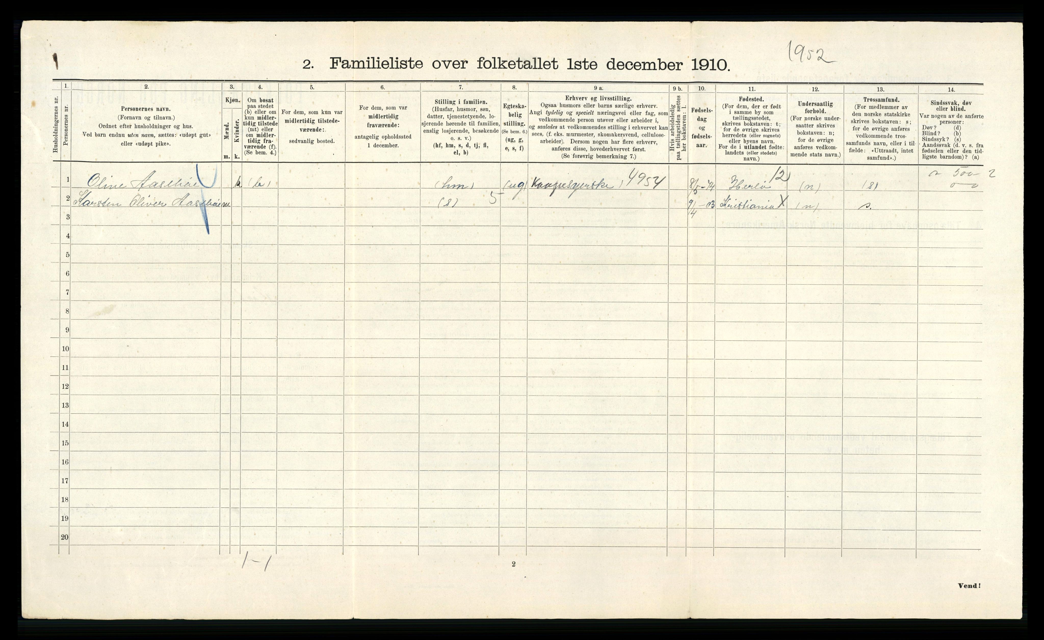 RA, 1910 census for Kristiania, 1910, p. 62728