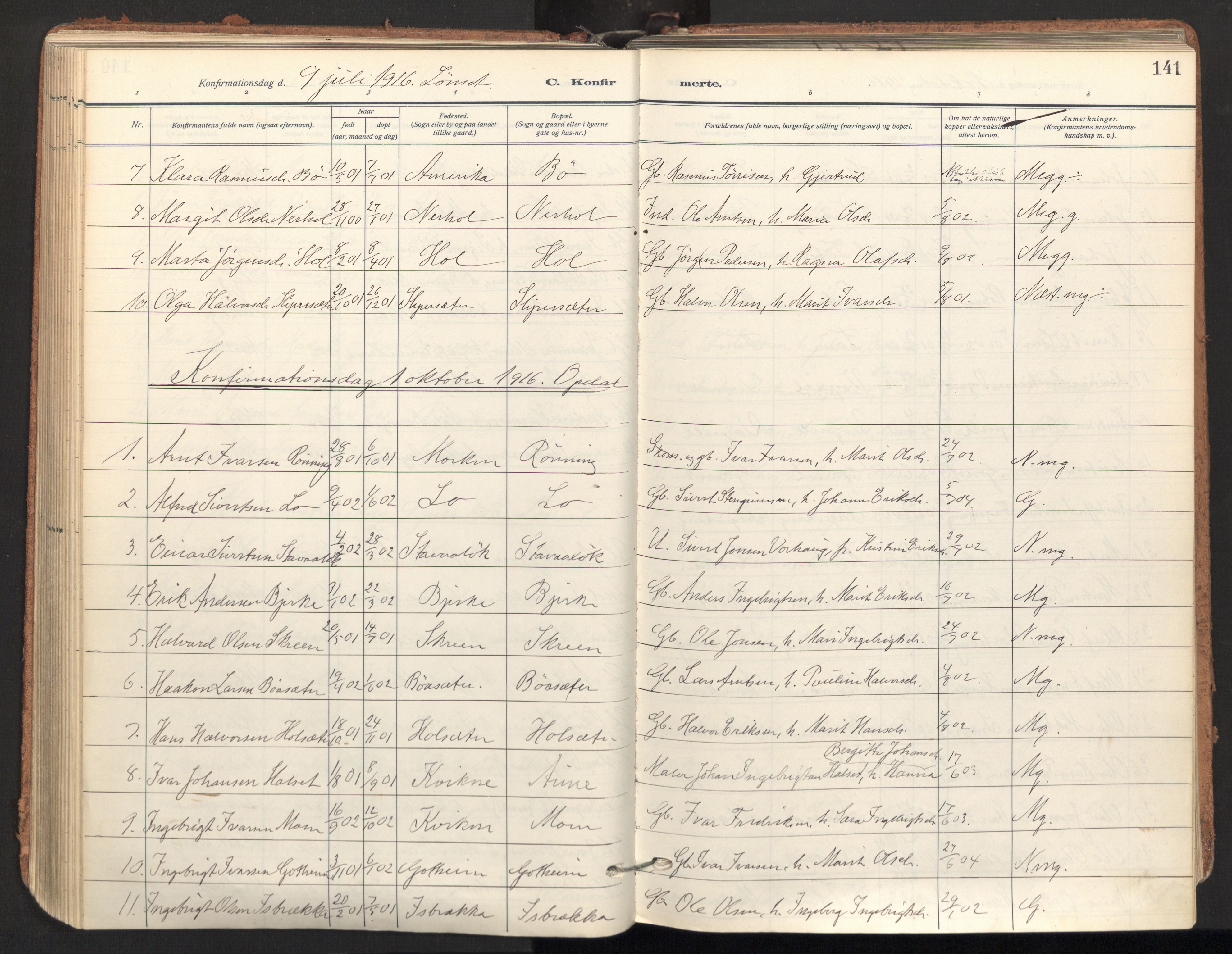 Ministerialprotokoller, klokkerbøker og fødselsregistre - Sør-Trøndelag, SAT/A-1456/678/L0909: Parish register (official) no. 678A17, 1912-1930, p. 141