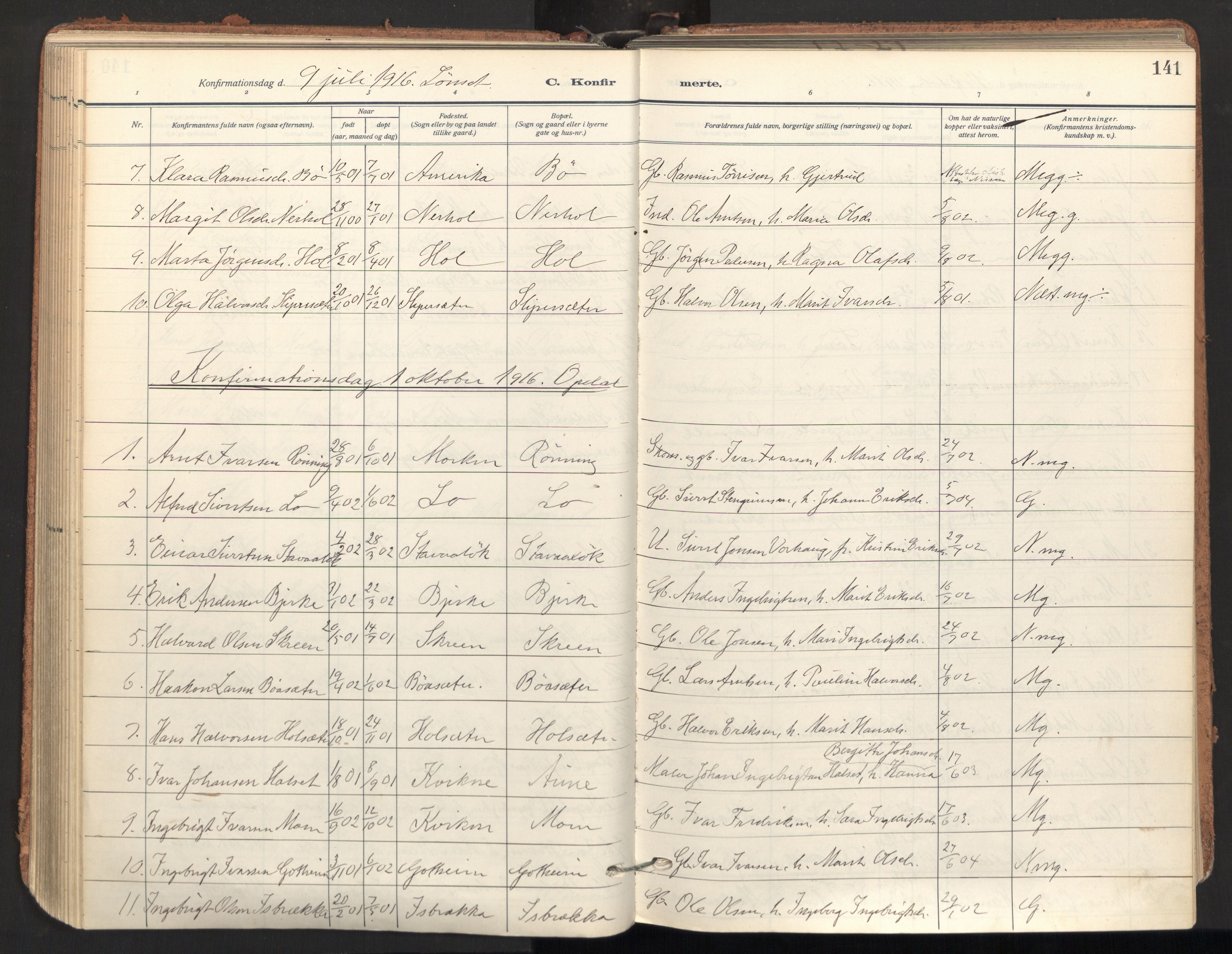 Ministerialprotokoller, klokkerbøker og fødselsregistre - Sør-Trøndelag, AV/SAT-A-1456/678/L0909: Parish register (official) no. 678A17, 1912-1930, p. 141