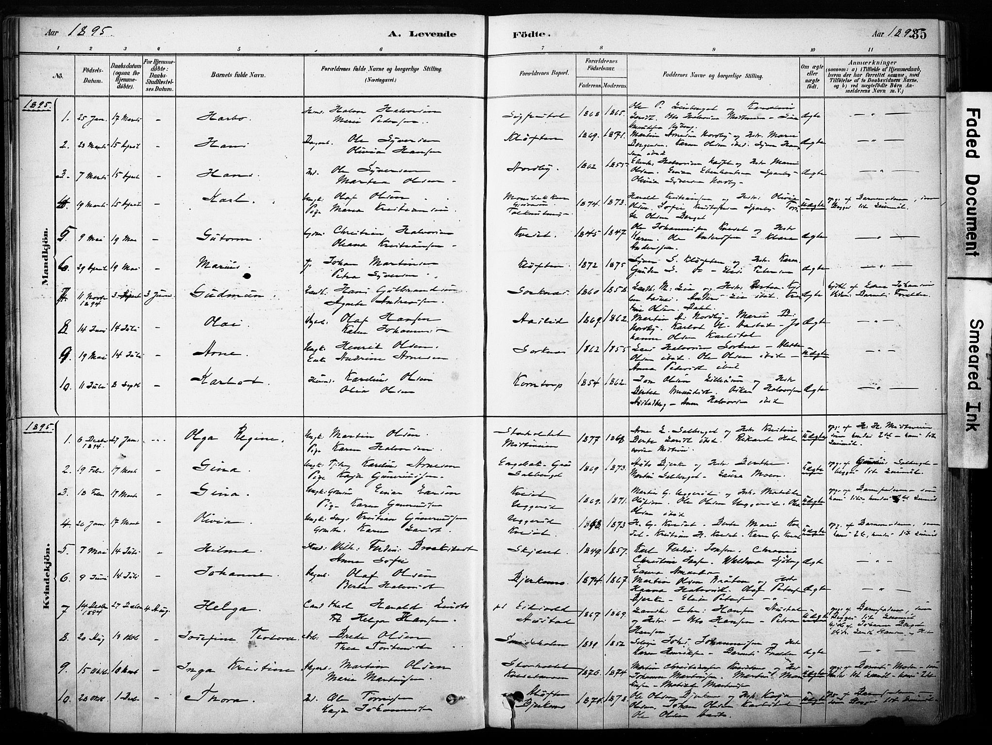 Hof prestekontor, AV/SAH-PREST-038/H/Ha/Haa/L0011: Parish register (official) no. 11, 1879-1911, p. 35