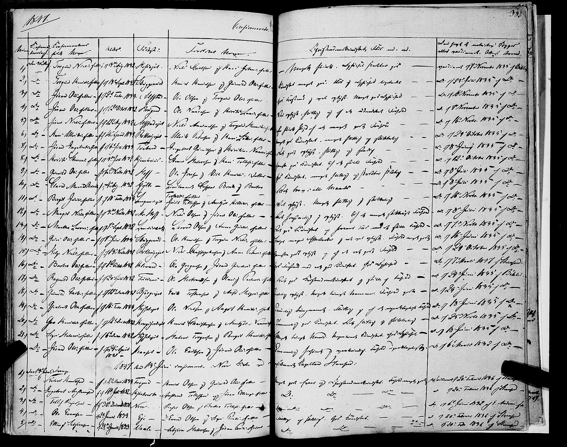 Rollag kirkebøker, SAKO/A-240/F/Fa/L0007: Parish register (official) no. I 7, 1828-1847, p. 382