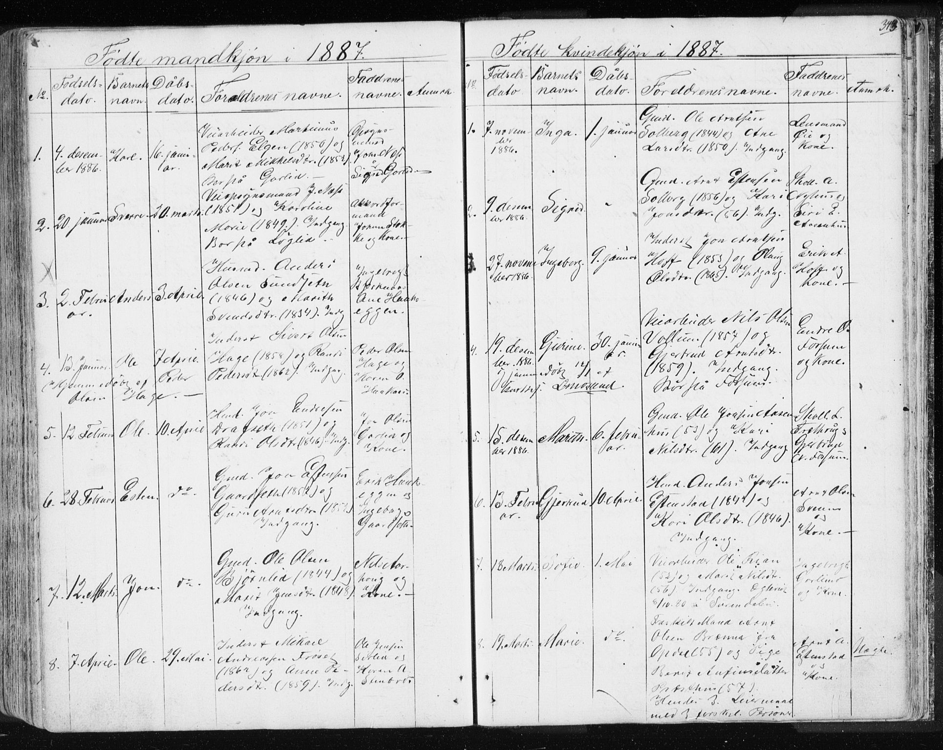 Ministerialprotokoller, klokkerbøker og fødselsregistre - Sør-Trøndelag, SAT/A-1456/689/L1043: Parish register (copy) no. 689C02, 1816-1892, p. 343