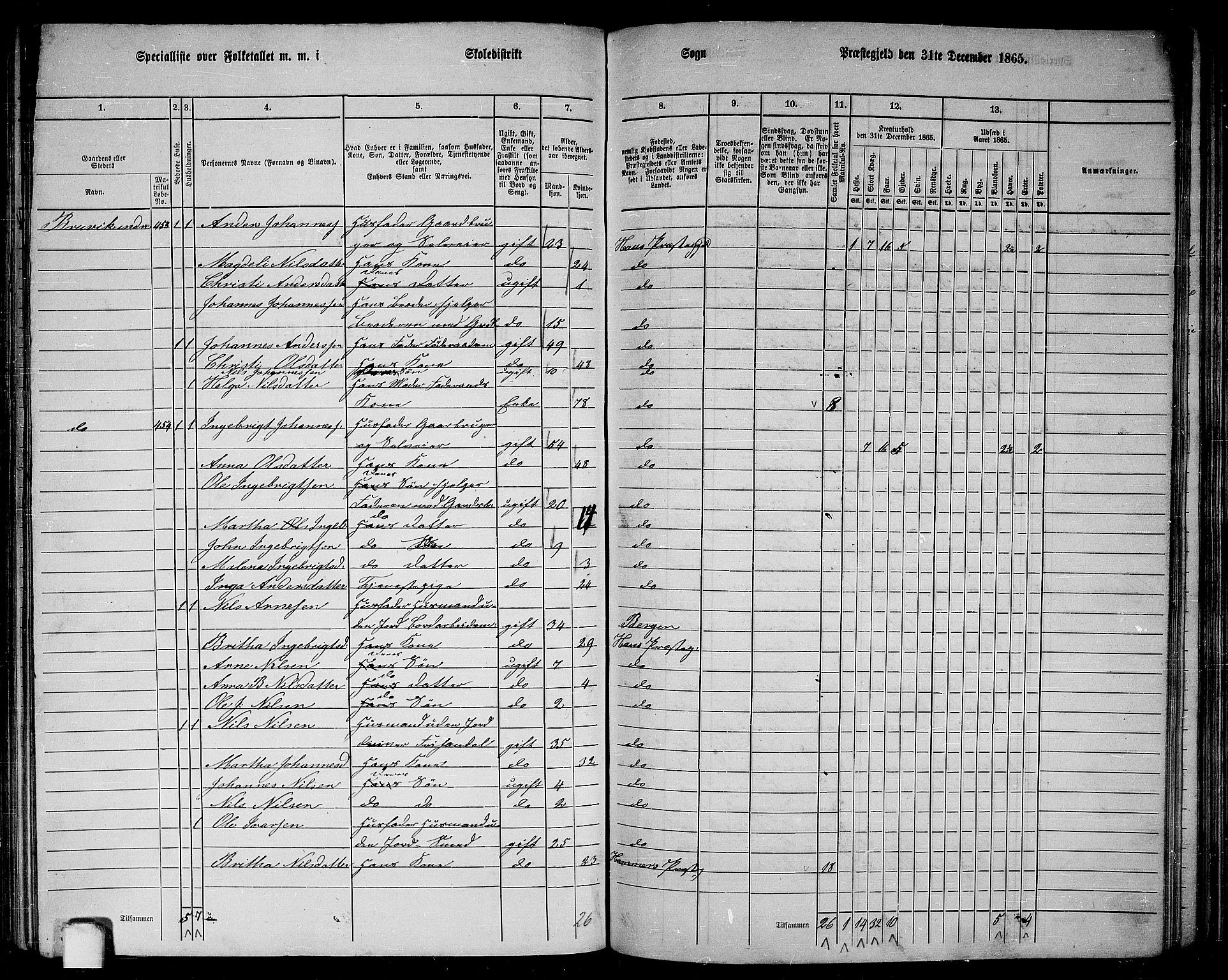 RA, 1865 census for Haus, 1865, p. 181