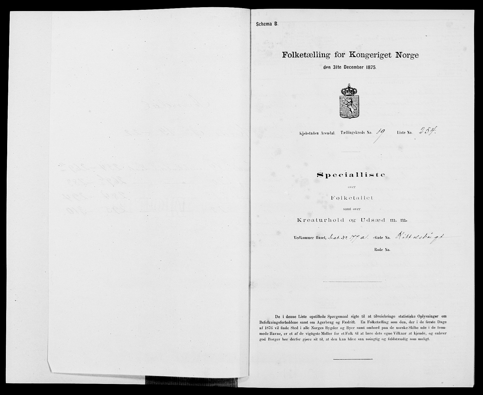 SAK, 1875 census for 0903P Arendal, 1875, p. 598