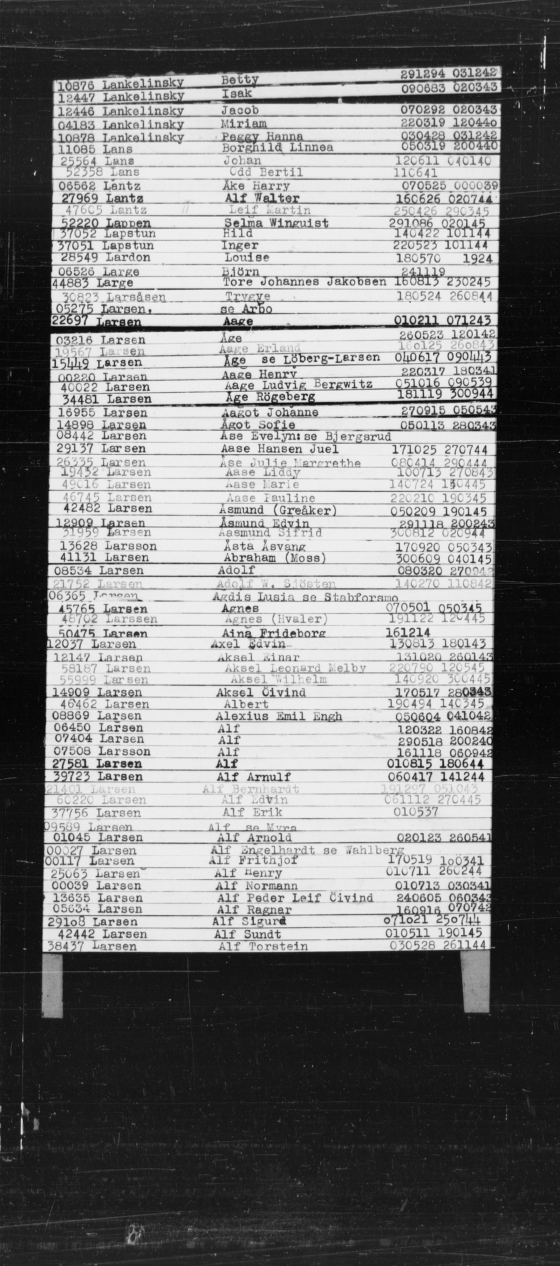 Den Kgl. Norske Legasjons Flyktningskontor, RA/S-6753/V/Va/L0022: Kjesäterkartoteket.  Alfabetisk register, A-Å., 1940-1945, p. 506