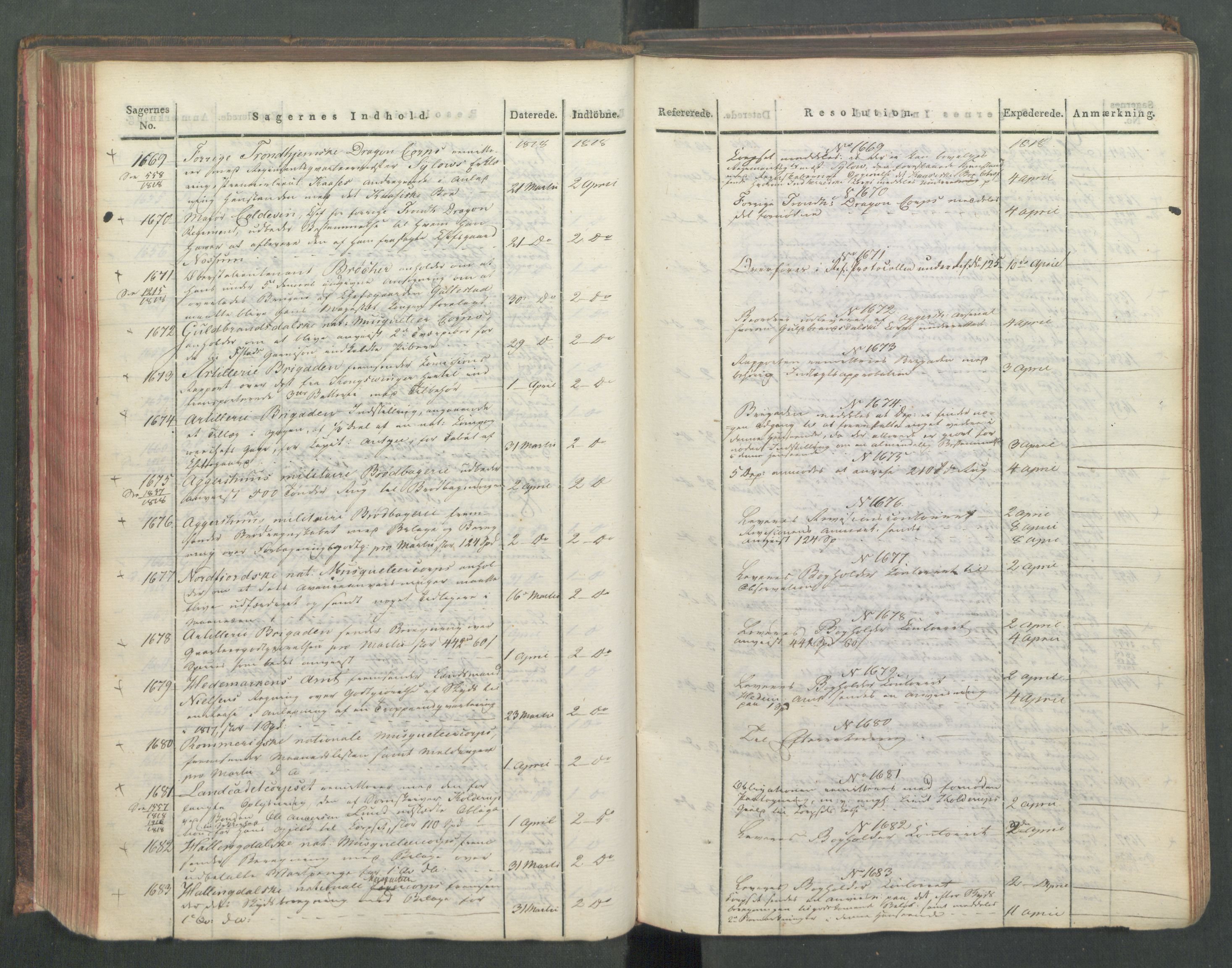 Armédepartementet, RA/RAFA-3493/C/Ca/L0015: 6. Departements Journal, 1818