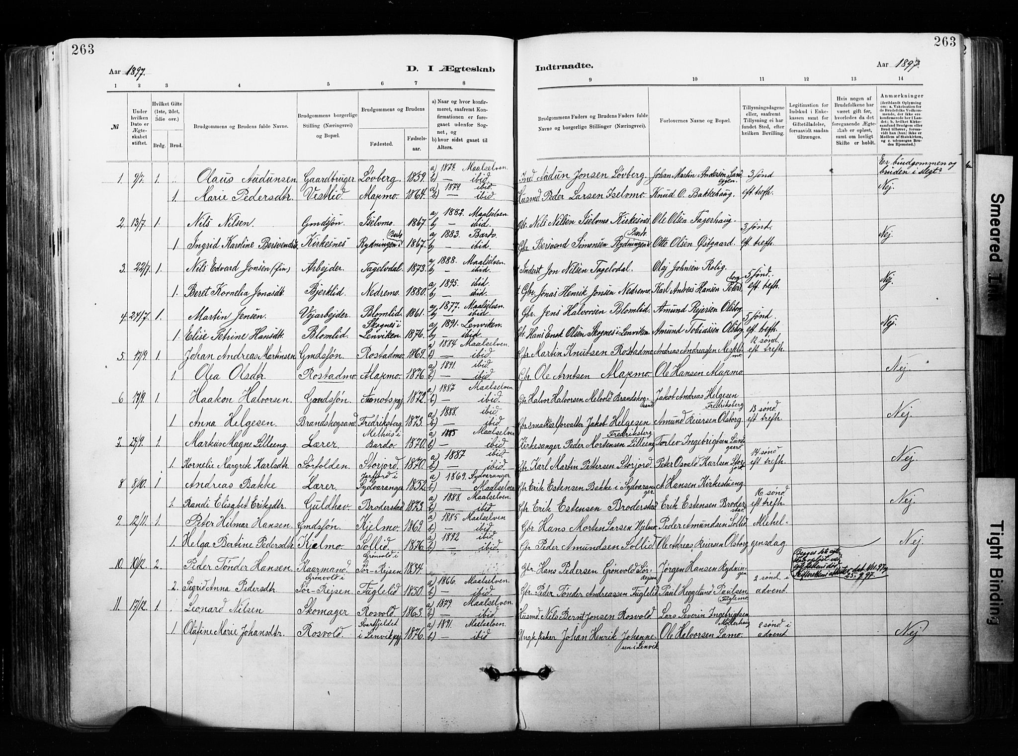 Målselv sokneprestembete, SATØ/S-1311/G/Ga/Gaa/L0007kirke: Parish register (official) no. 7, 1884-1903, p. 263