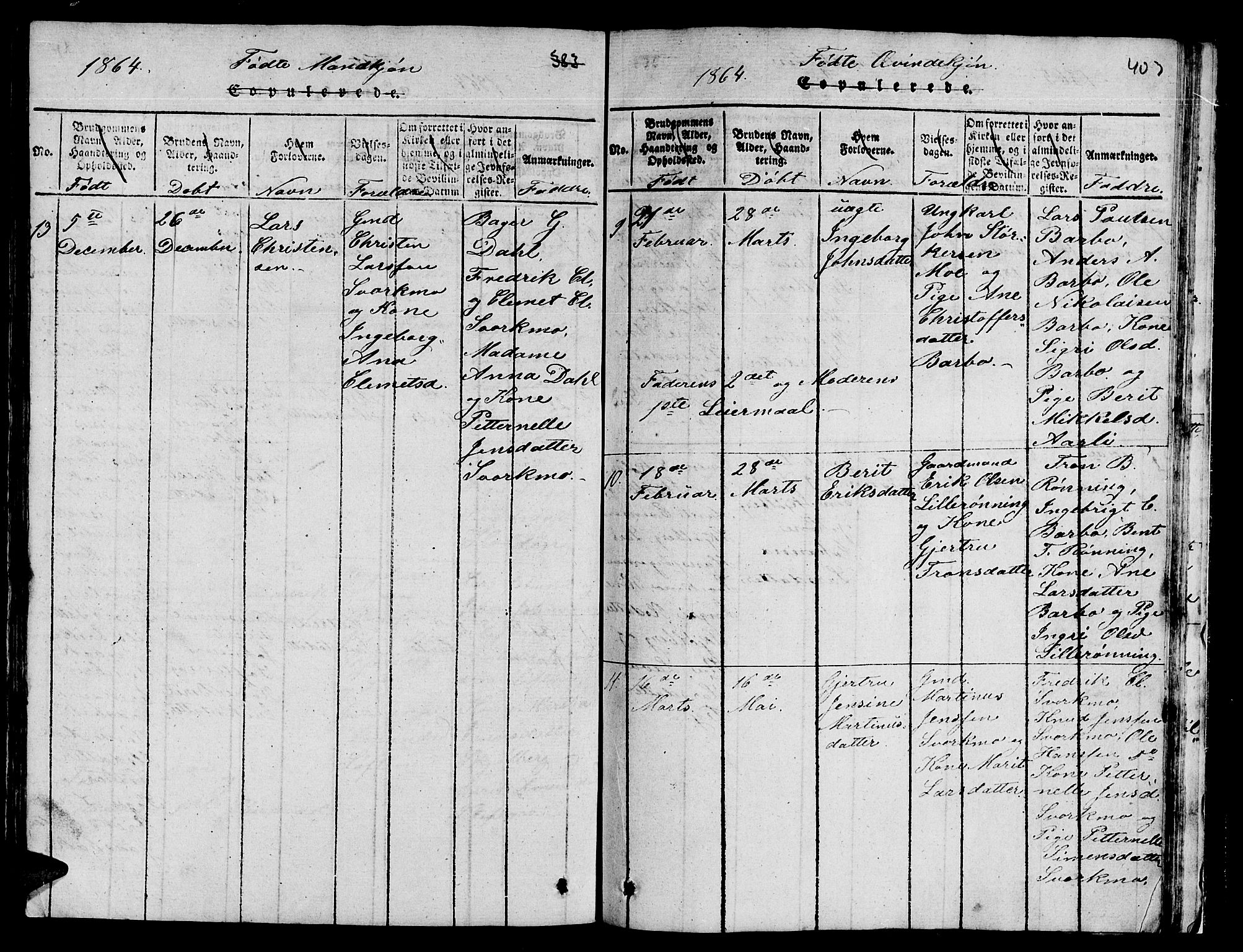 Ministerialprotokoller, klokkerbøker og fødselsregistre - Sør-Trøndelag, AV/SAT-A-1456/671/L0842: Parish register (copy) no. 671C01, 1816-1867, p. 406-407