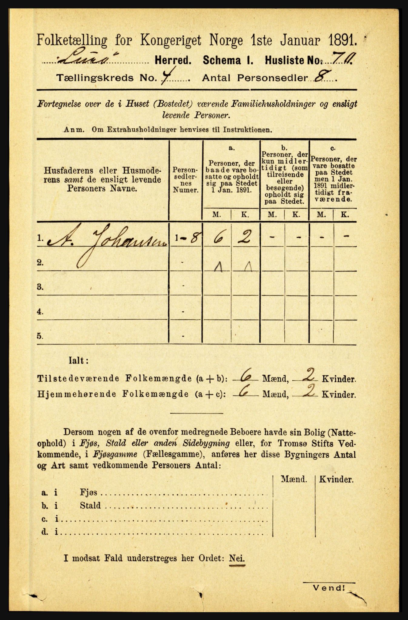 RA, 1891 census for 1834 Lurøy, 1891, p. 2007