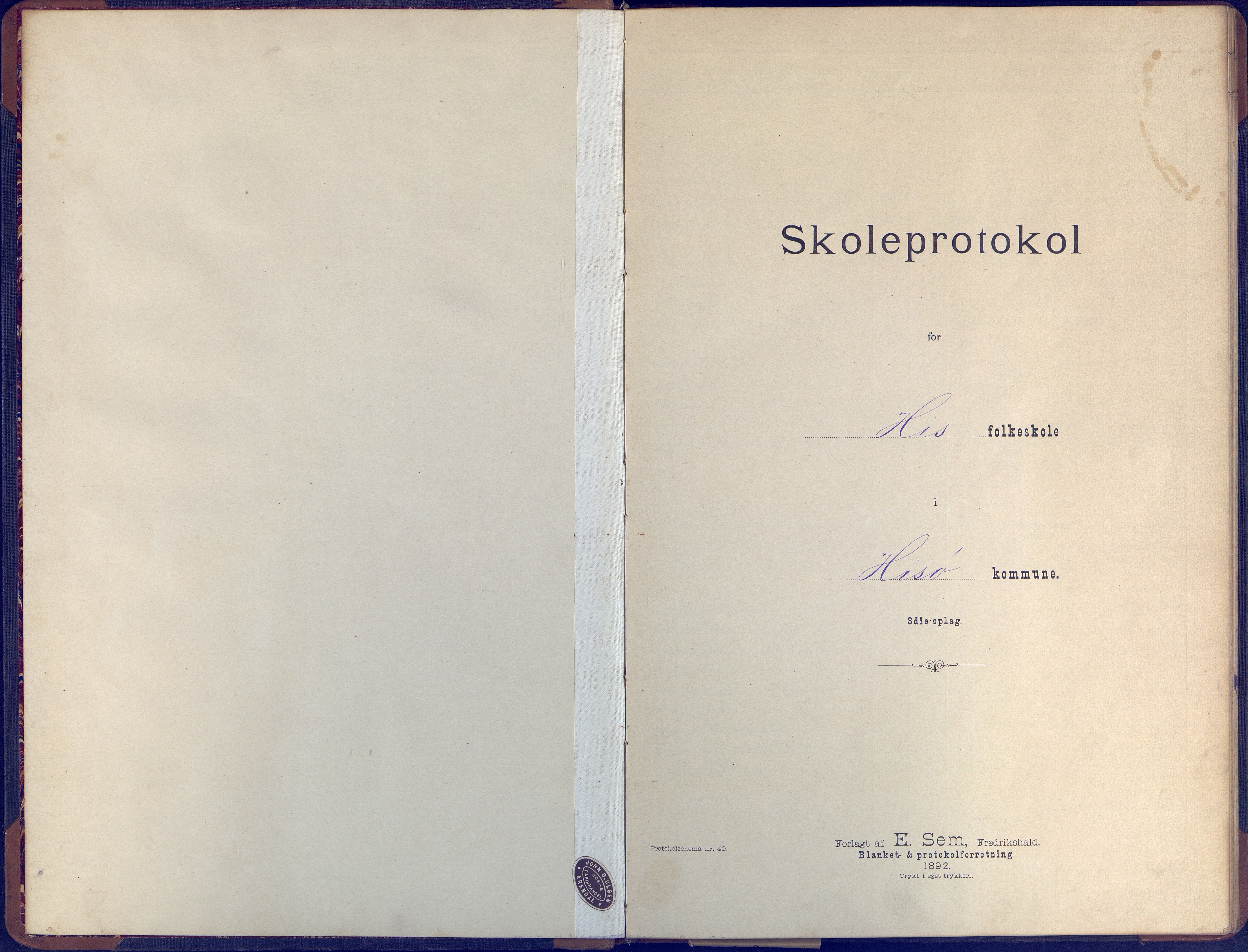 Hisøy kommune frem til 1991, AAKS/KA0922-PK/31/L0008: Skoleprotokoll, 1903-1905