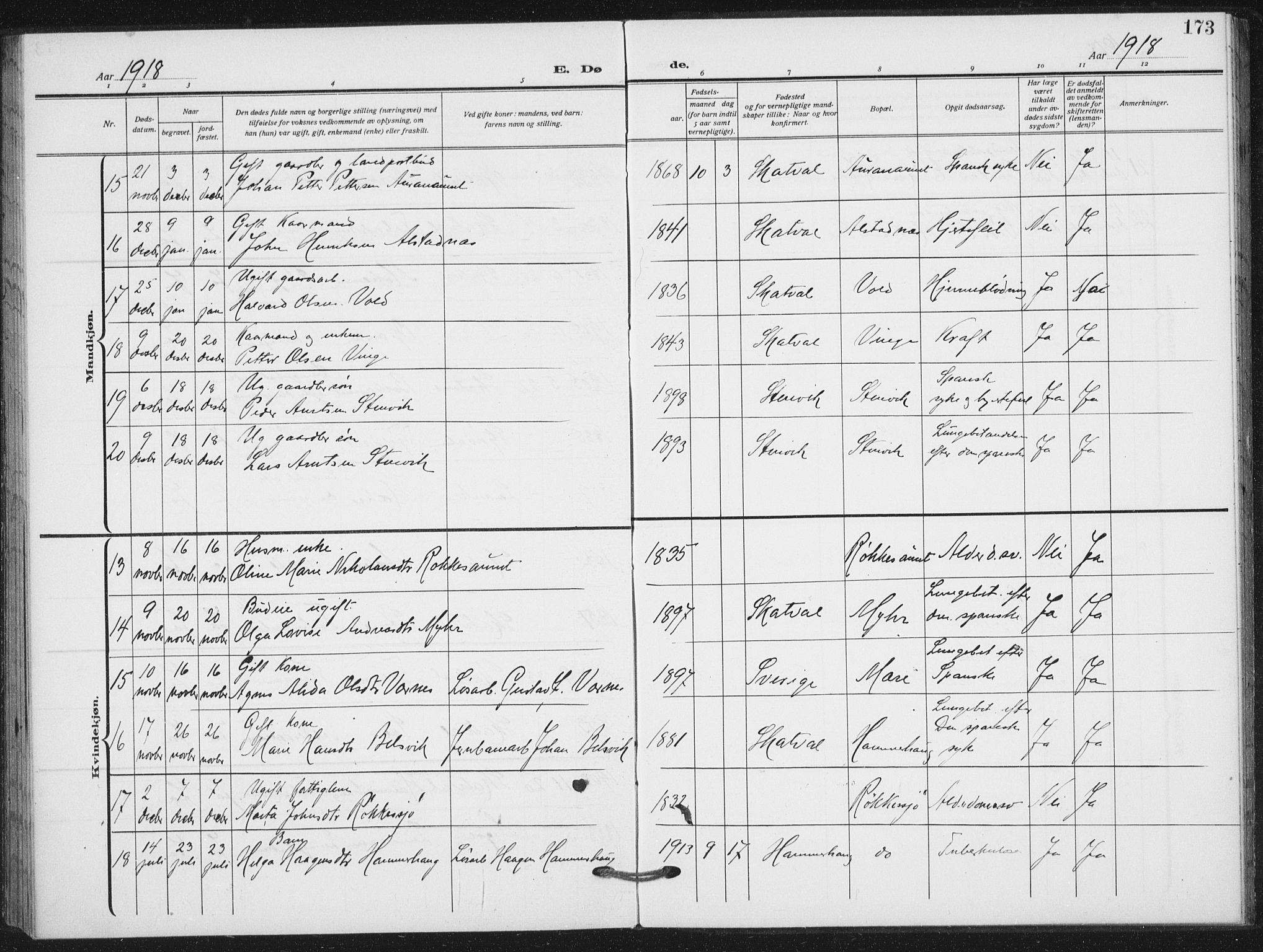 Ministerialprotokoller, klokkerbøker og fødselsregistre - Nord-Trøndelag, AV/SAT-A-1458/712/L0102: Parish register (official) no. 712A03, 1916-1929, p. 173