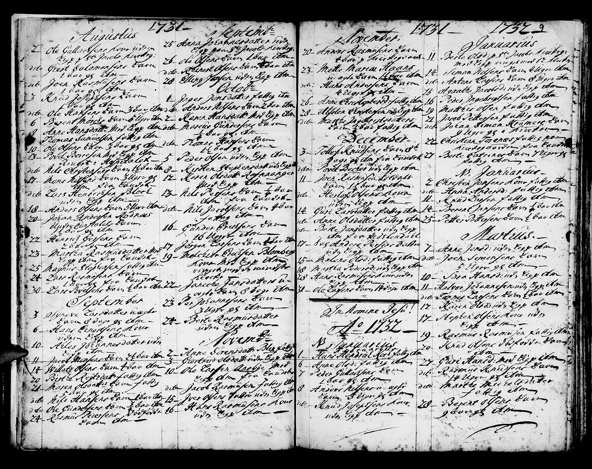 Domkirken sokneprestembete, AV/SAB-A-74801/H/Haa/L0008: Parish register (official) no. A 8, 1725-1775, p. 9