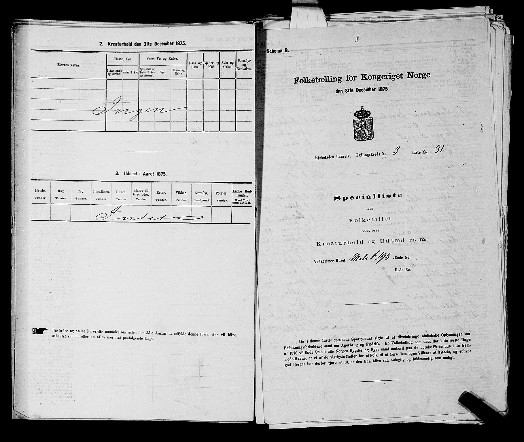 SAKO, 1875 census for 0707P Larvik, 1875, p. 576