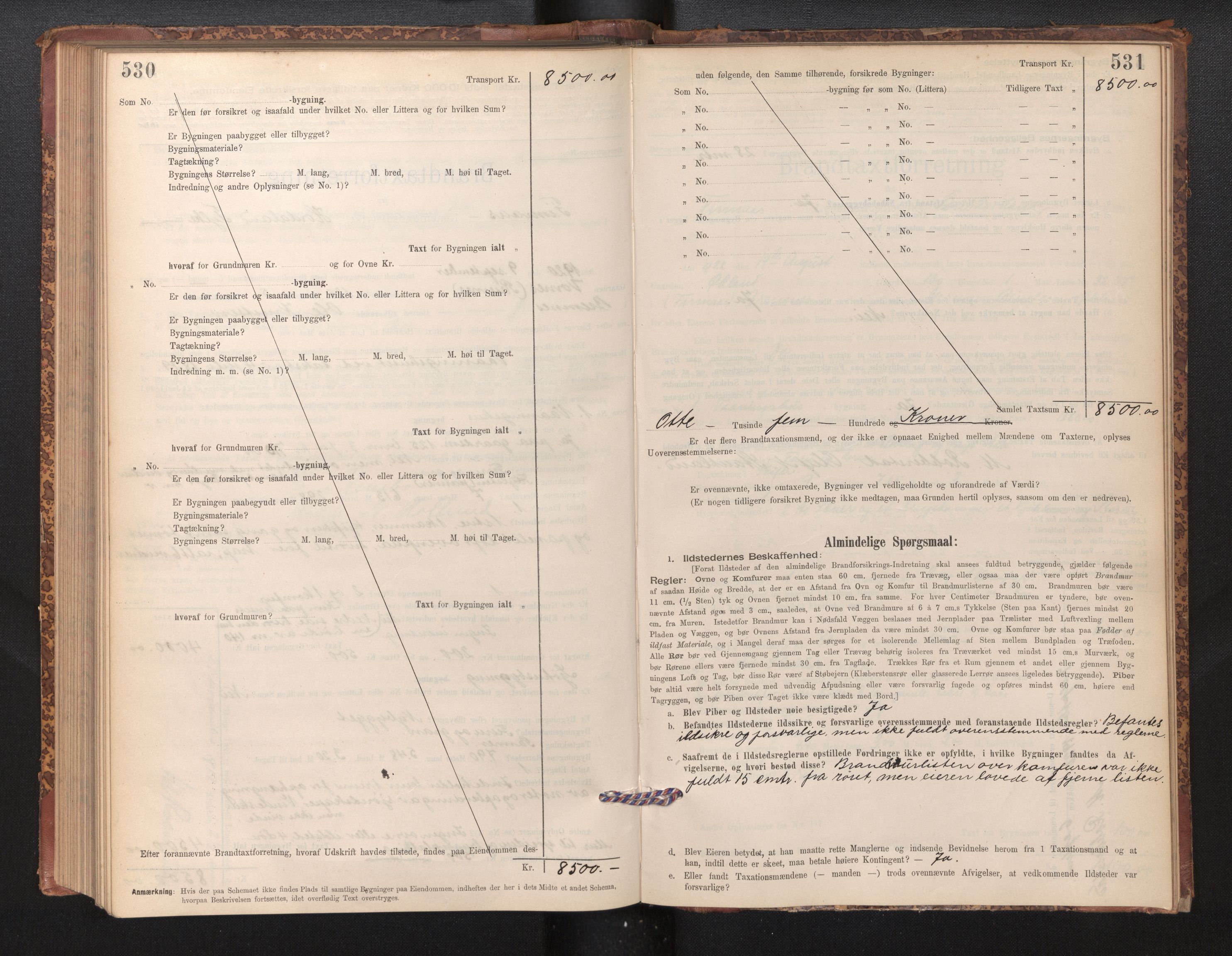 Lensmannen i Finnås, AV/SAB-A-31901/0012/L0002: Branntakstprotokoll, skjematakst, 1894-1954, p. 530-531